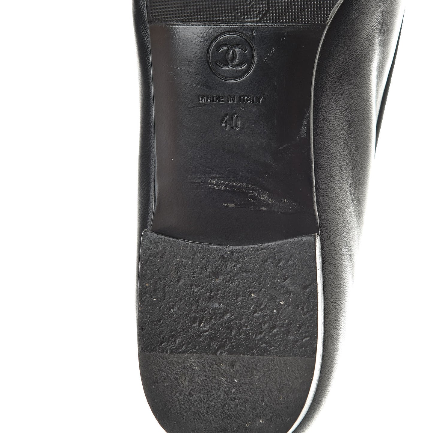 Lambskin Patent Calfskin Cap Toe Ballerina Flats 40 Black