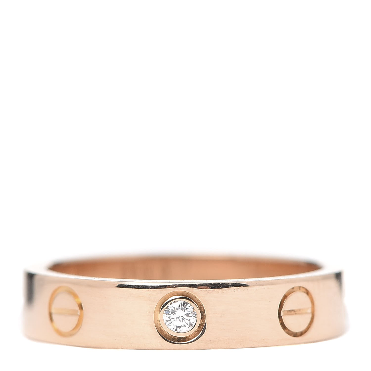 Cartier 18K Pink Gold Diamond 4mm LOVE Wedding Band Ring 50 5.25 1 of 4