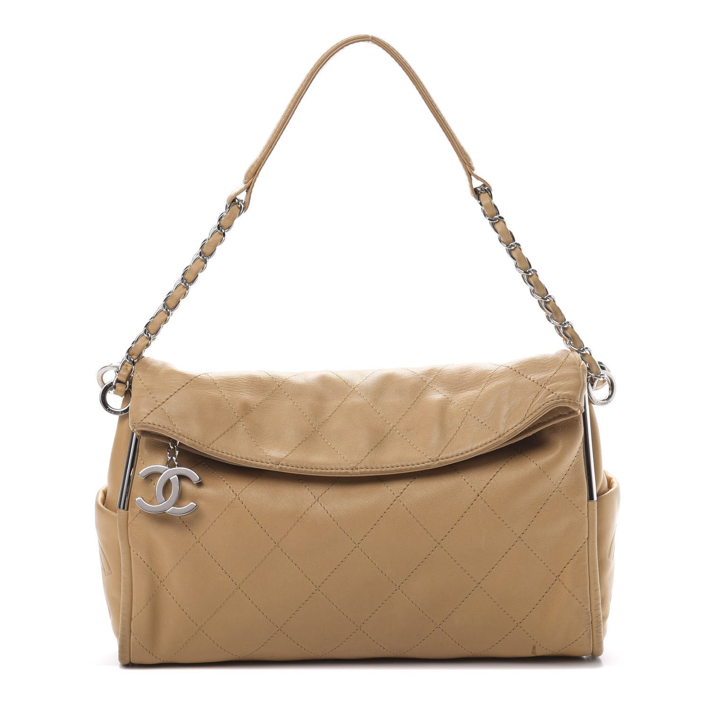 Lambskin Stitched Medium Ultimate Soft Tote Beige