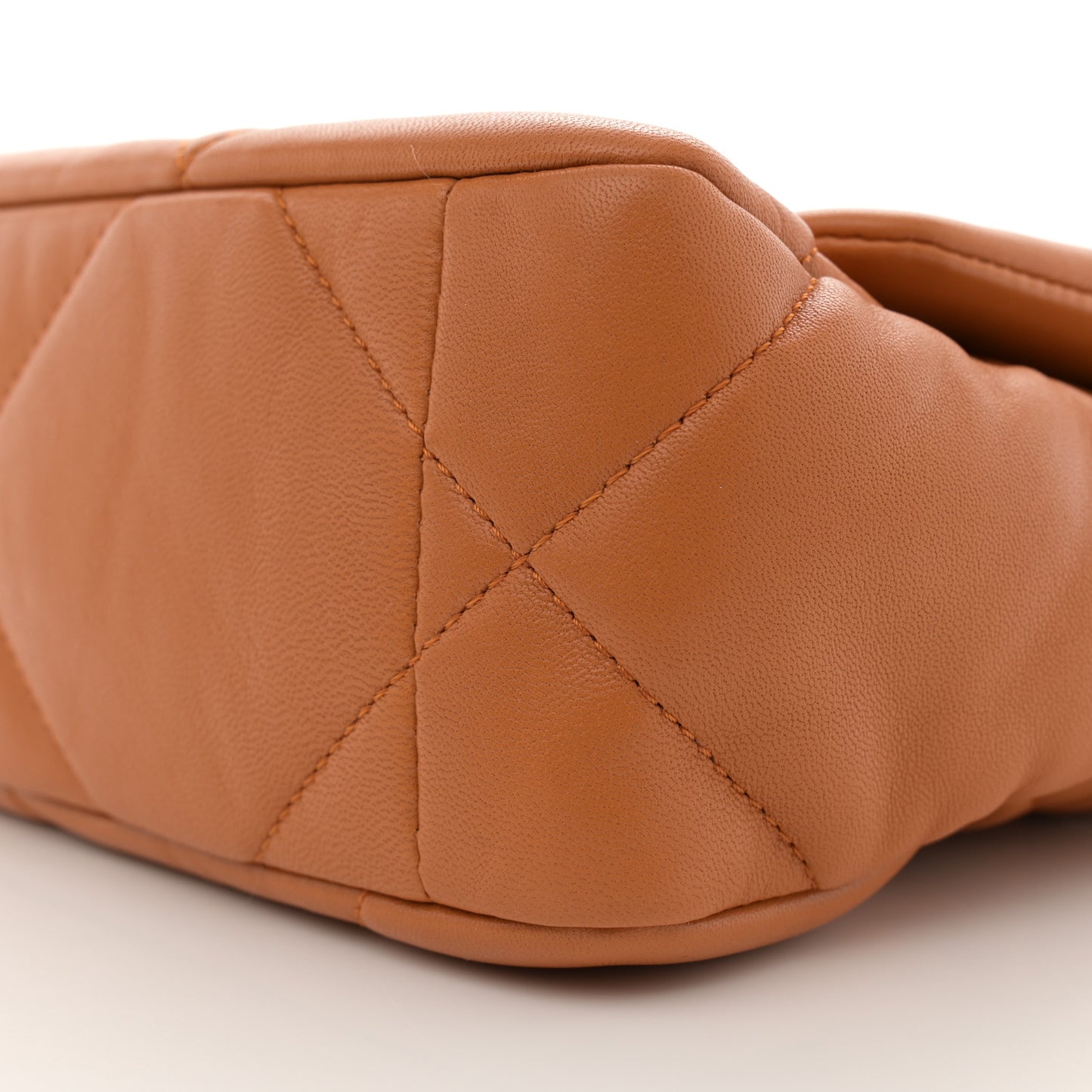 Lambskin Quilted Medium Chanel 19 Flap Light Brown