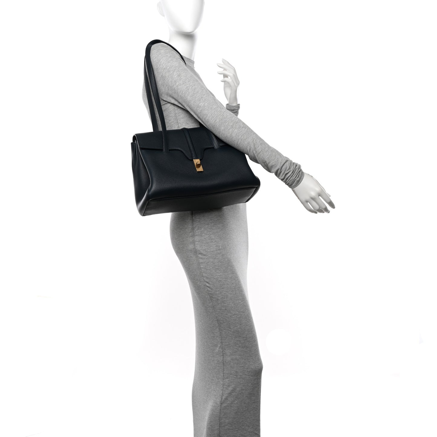 Supple Grained Calfskin Medium Soft 16 Bag Navy Blue