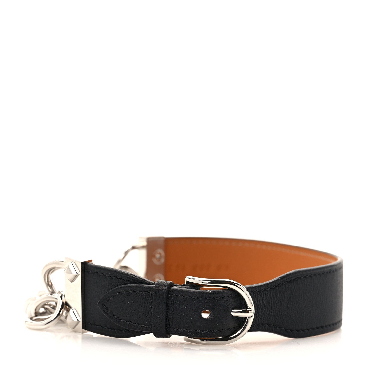Hermes Swift Metal Gourmette Equestre Double Tour Bracelet T2 Black 1 of 7