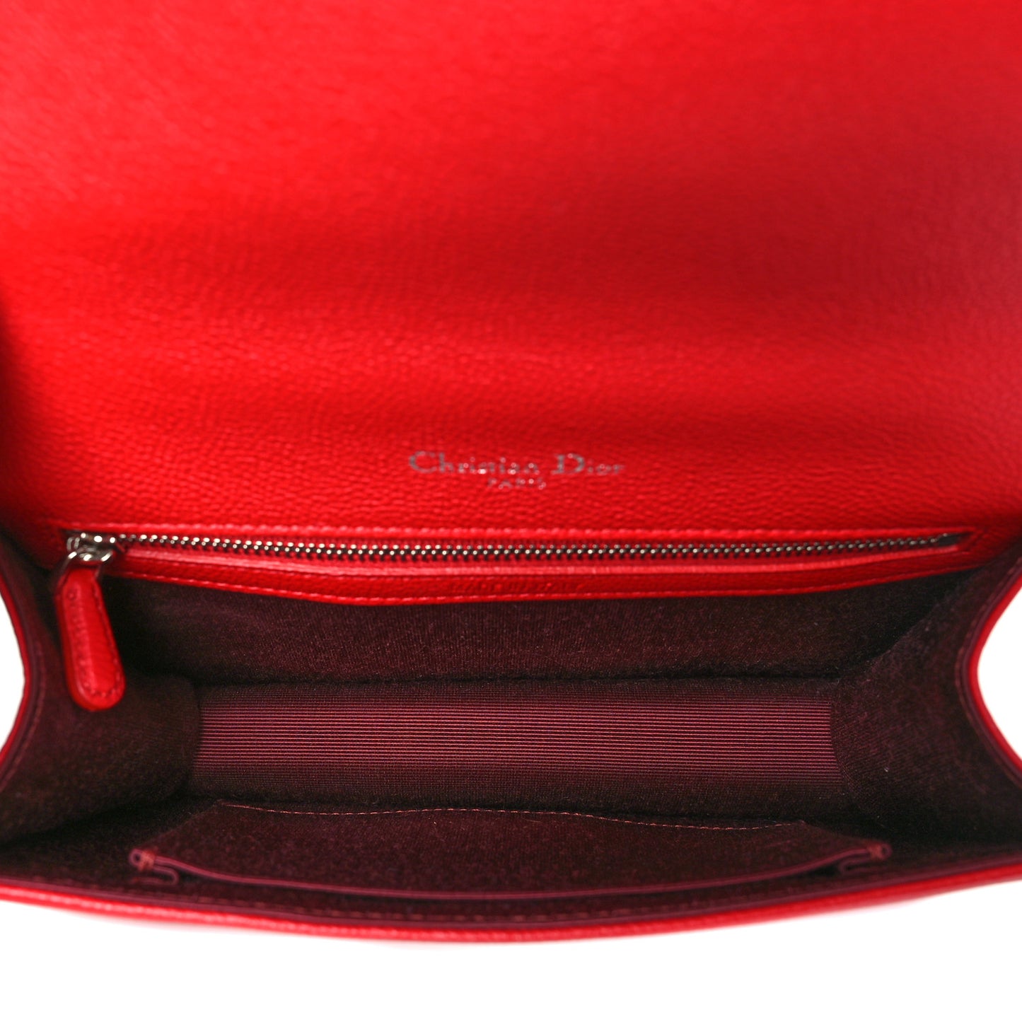 Grained Calfskin Small Diorama Flap Bag Red