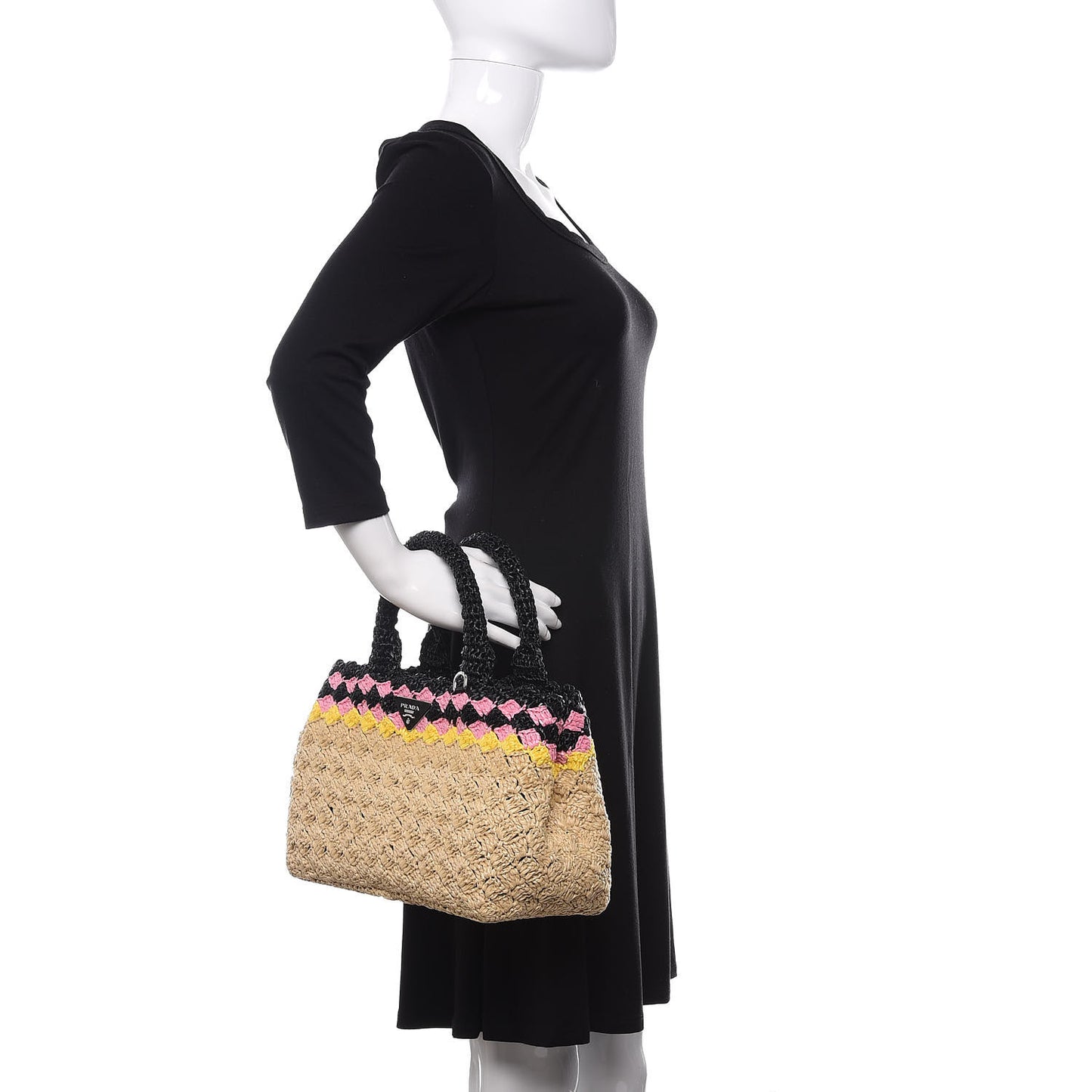Raffia Crochet Colorblock Giardiniera Tote