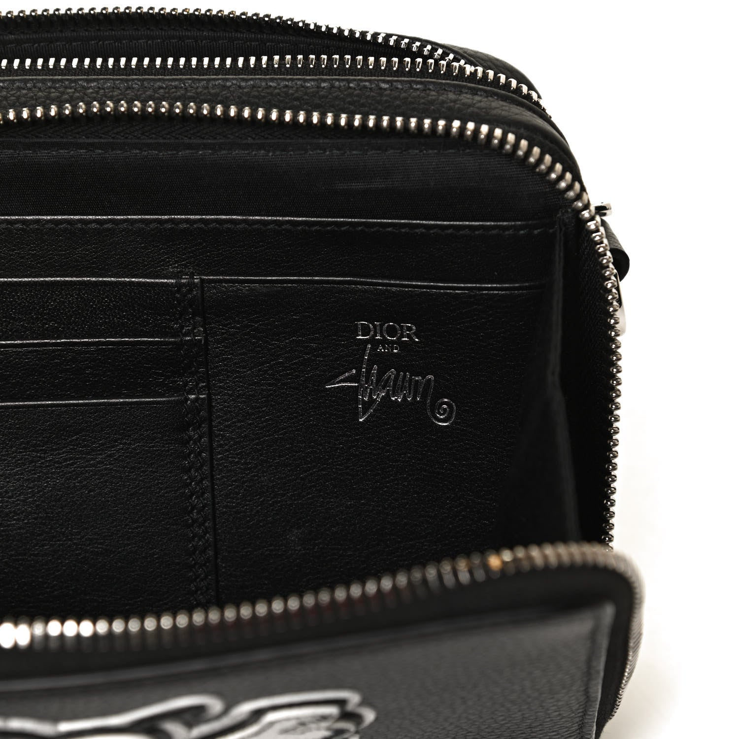 Christian Dior X SHAWN STUSSY Grained Calfskin Double Zip Crossbody Pouch Black 5 of 10