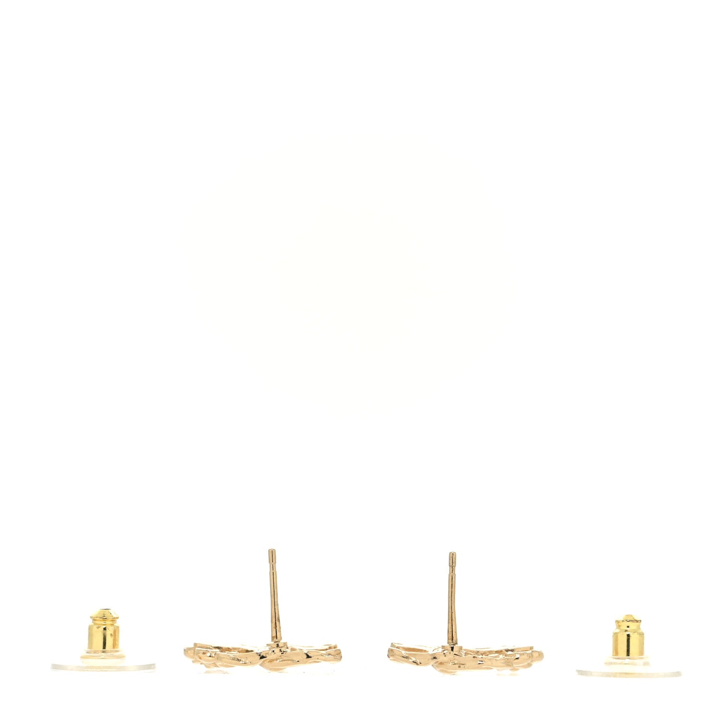 Metal Camellia CC Earrings Gold