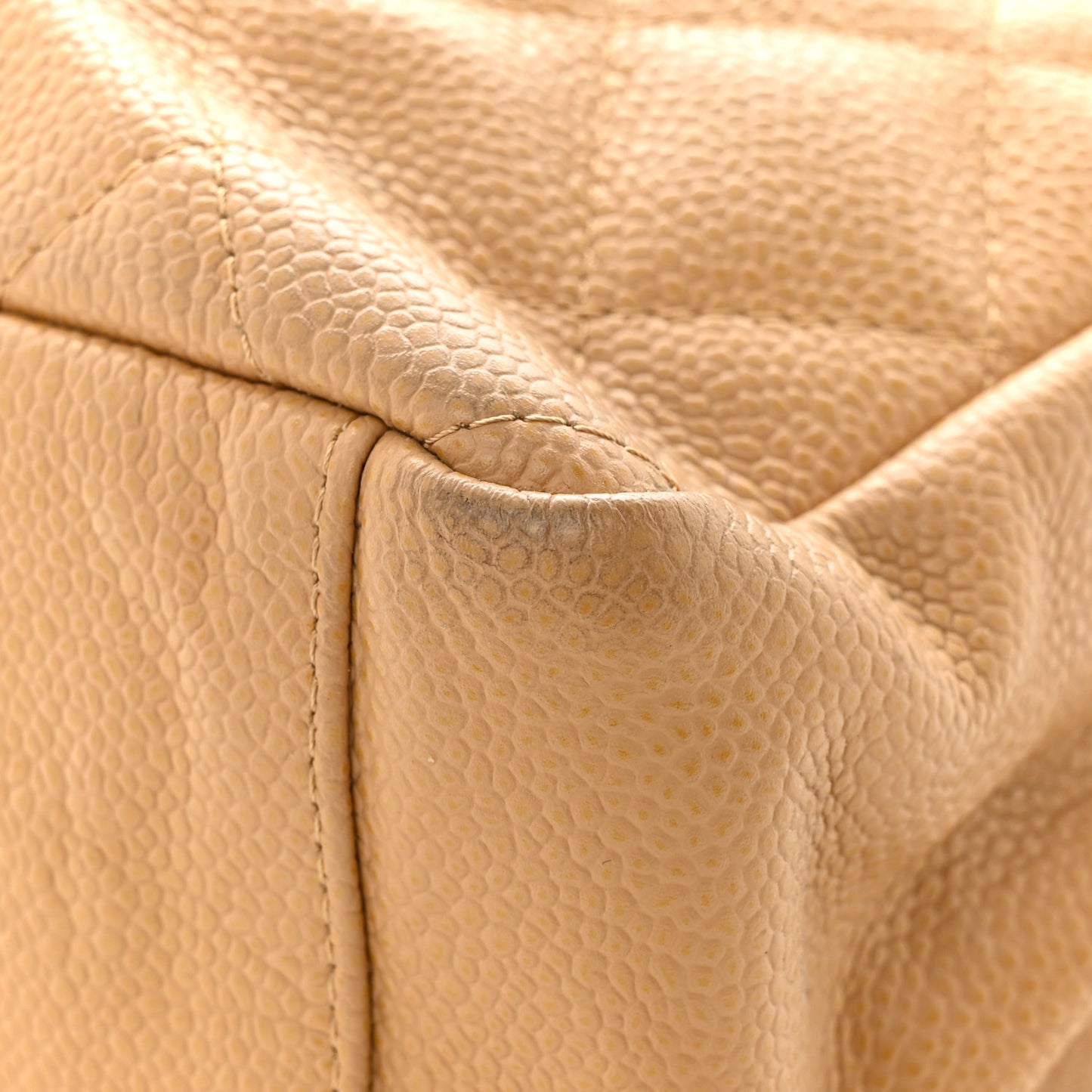 Caviar Quilted Petit Shopping Tote PST Dark Beige