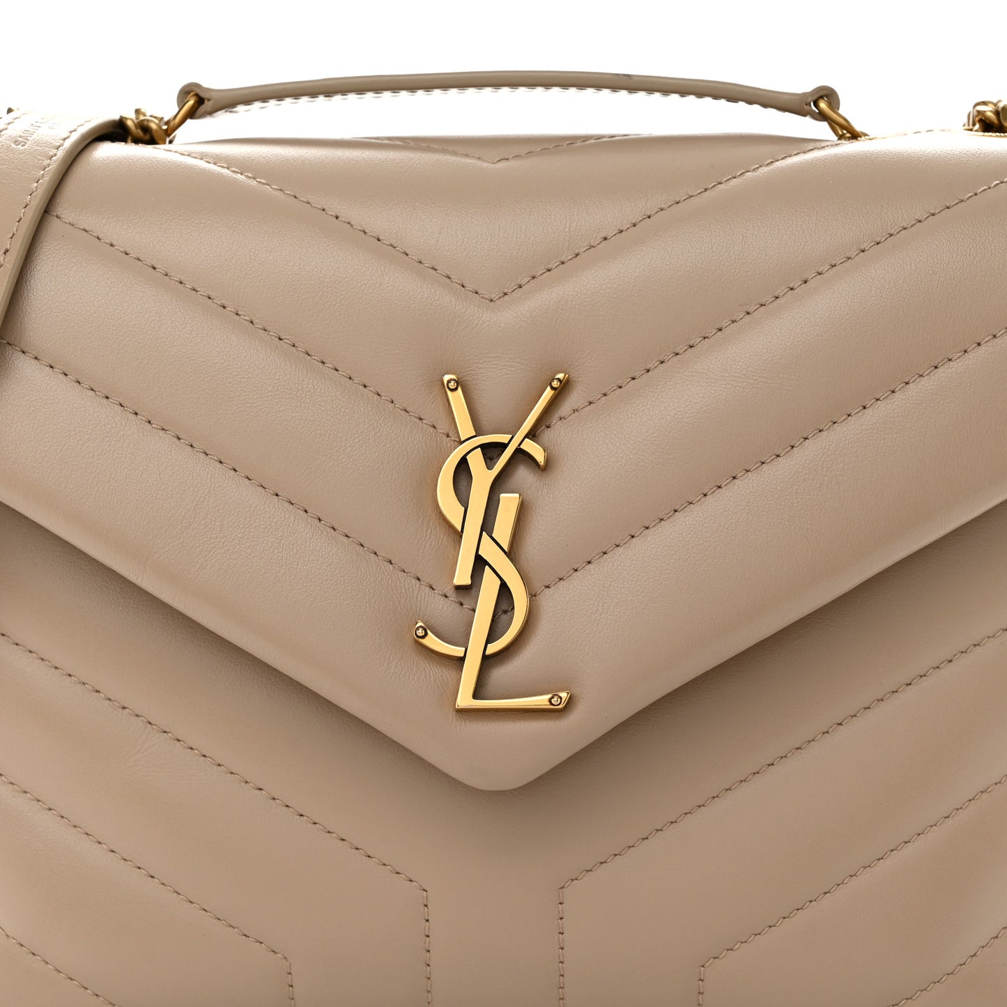 Calfskin Y Quilted Monogram Small Loulou Chain Satchel Dark Beige