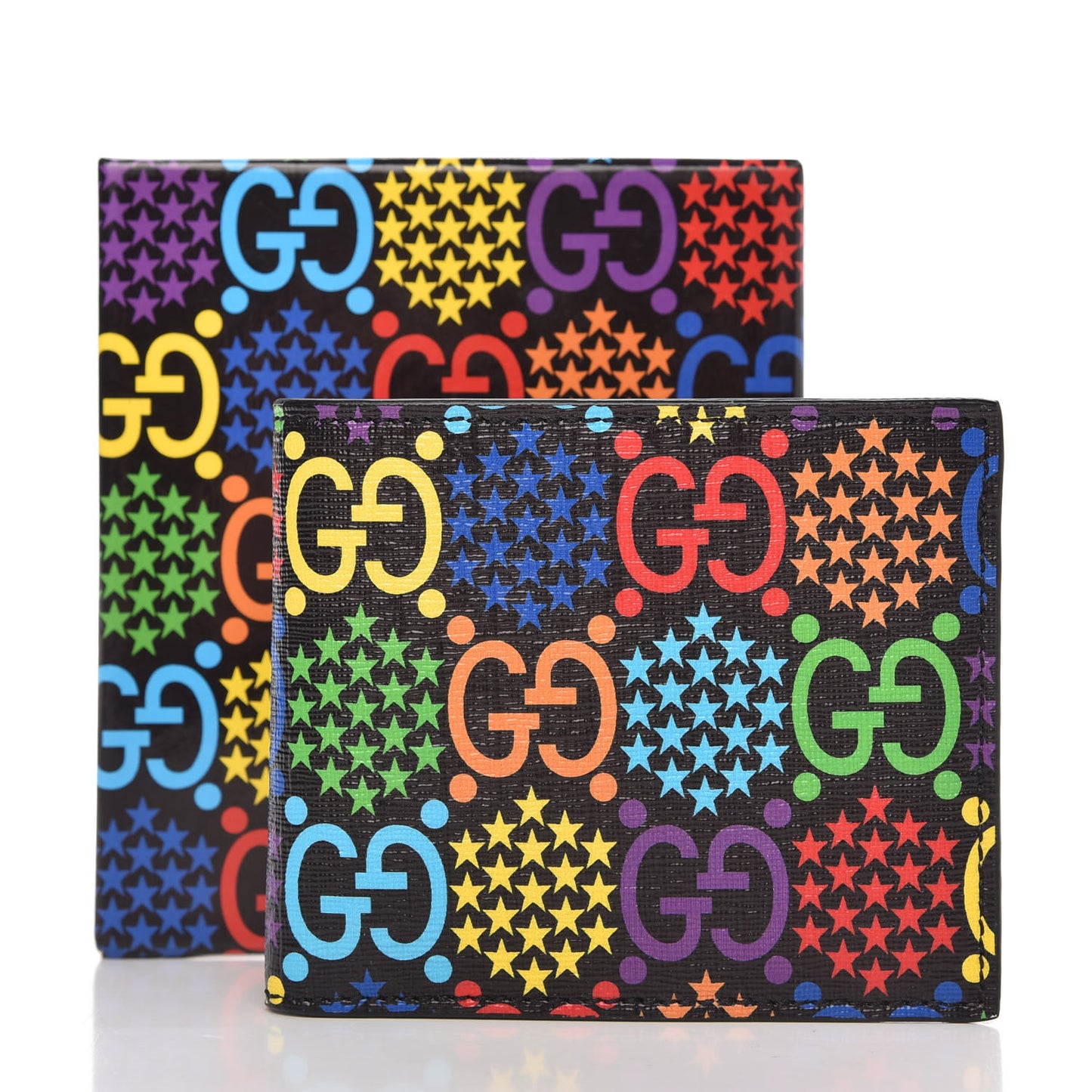 GG Supreme Monogram Psychedelic Bi-Fold Wallet Black Multicolor