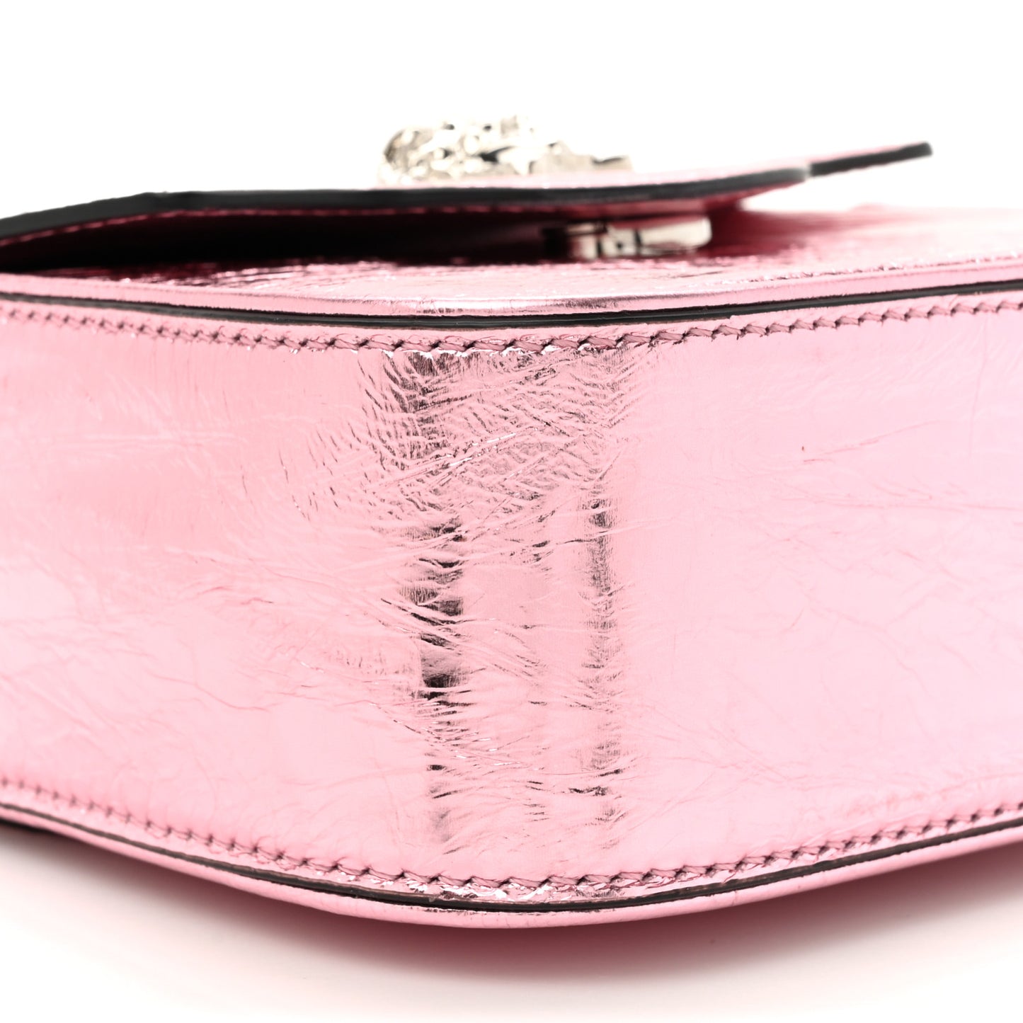 Metallic Crackled Lambskin Mini La Medusa Bag Pink