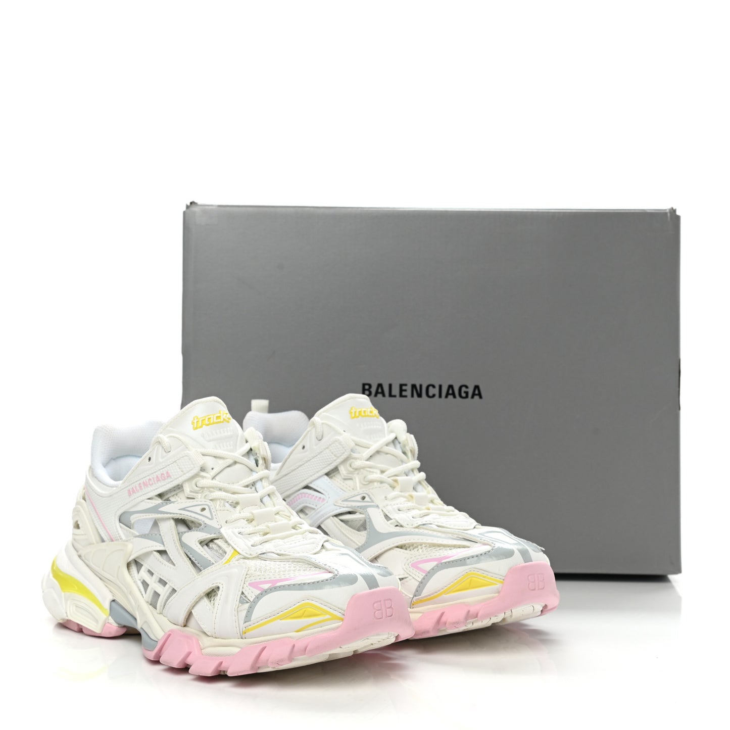 Rubber Mesh Tri-Color Womens Track.2 Open Sneakers 40 Light Yellow Light Pink Light Blue