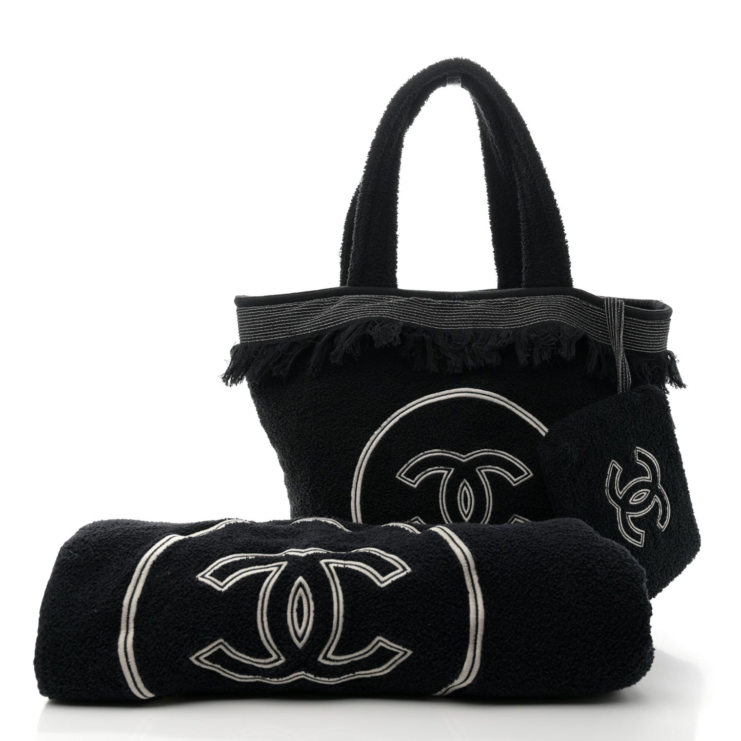 Terry Cotton CC Beach Tote Towel Set Black