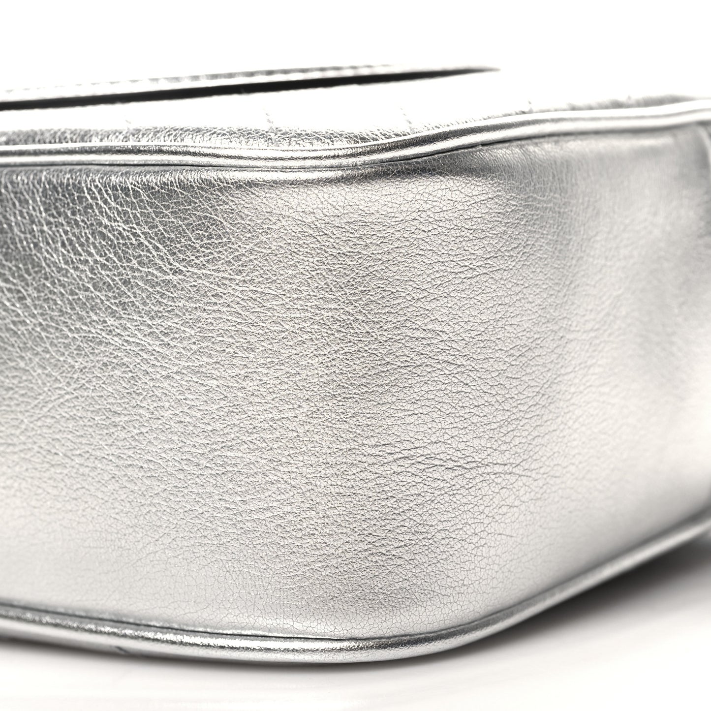 Metallic Sakai Be Green Calfskin Diagonal Stitched Small Blondie Shoulder Bag Silver