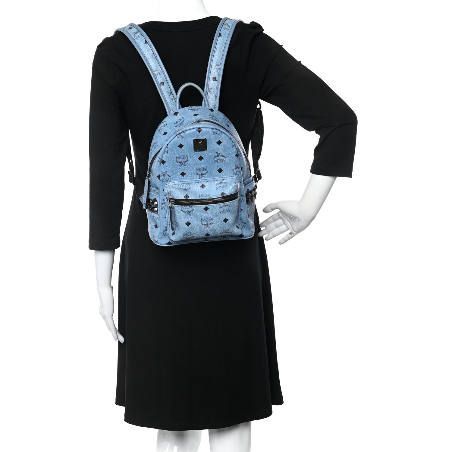 MCM Visetos Side Stud Mini Stark Backpack Blue 2 of 28