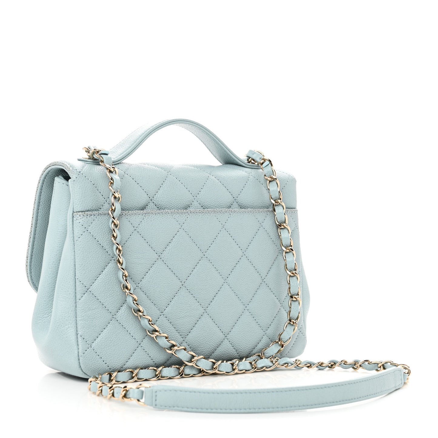 Caviar Quilted Medium Business Affinity Flap Light Blue