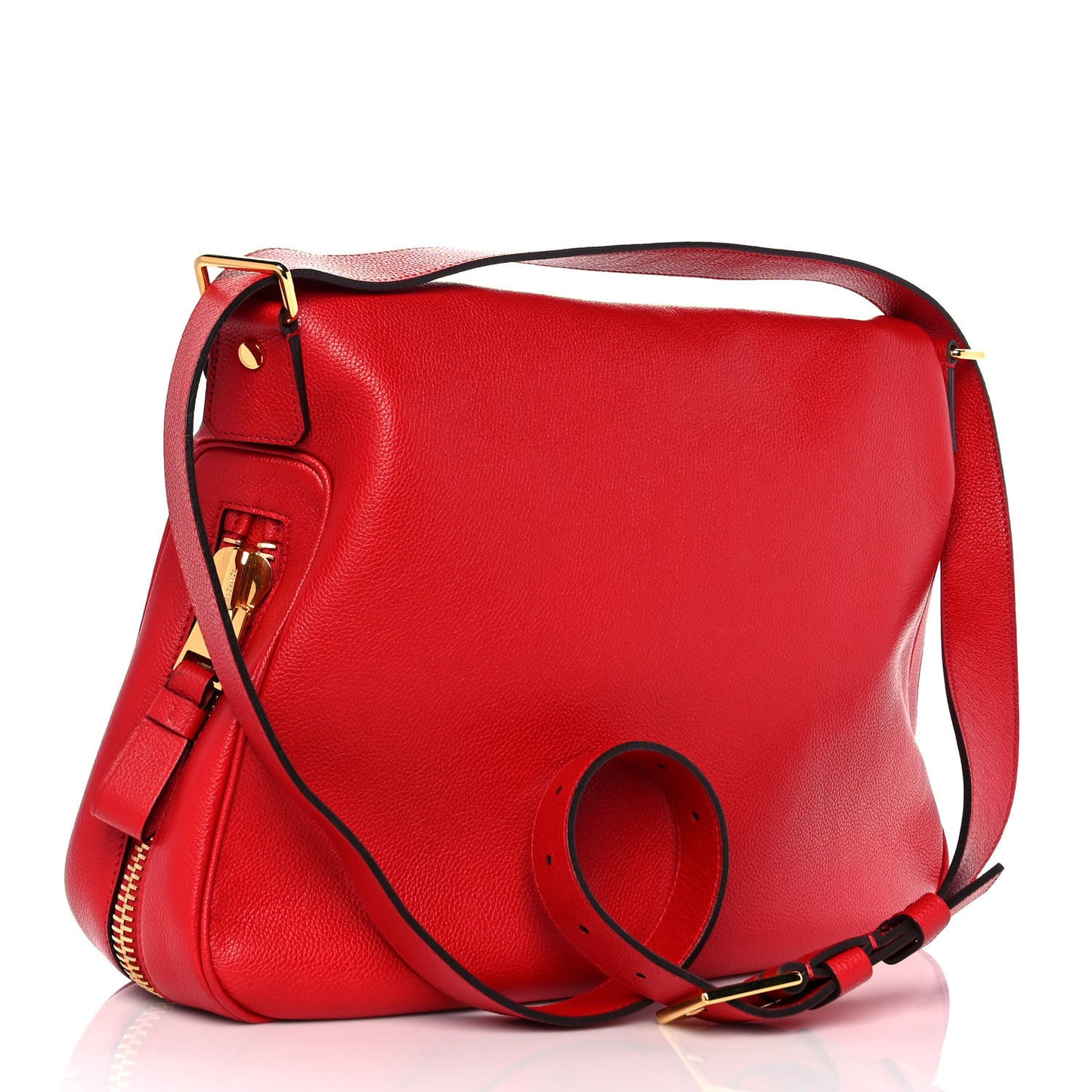 Grained Calfskin Medium Jennifer Crossbody Red
