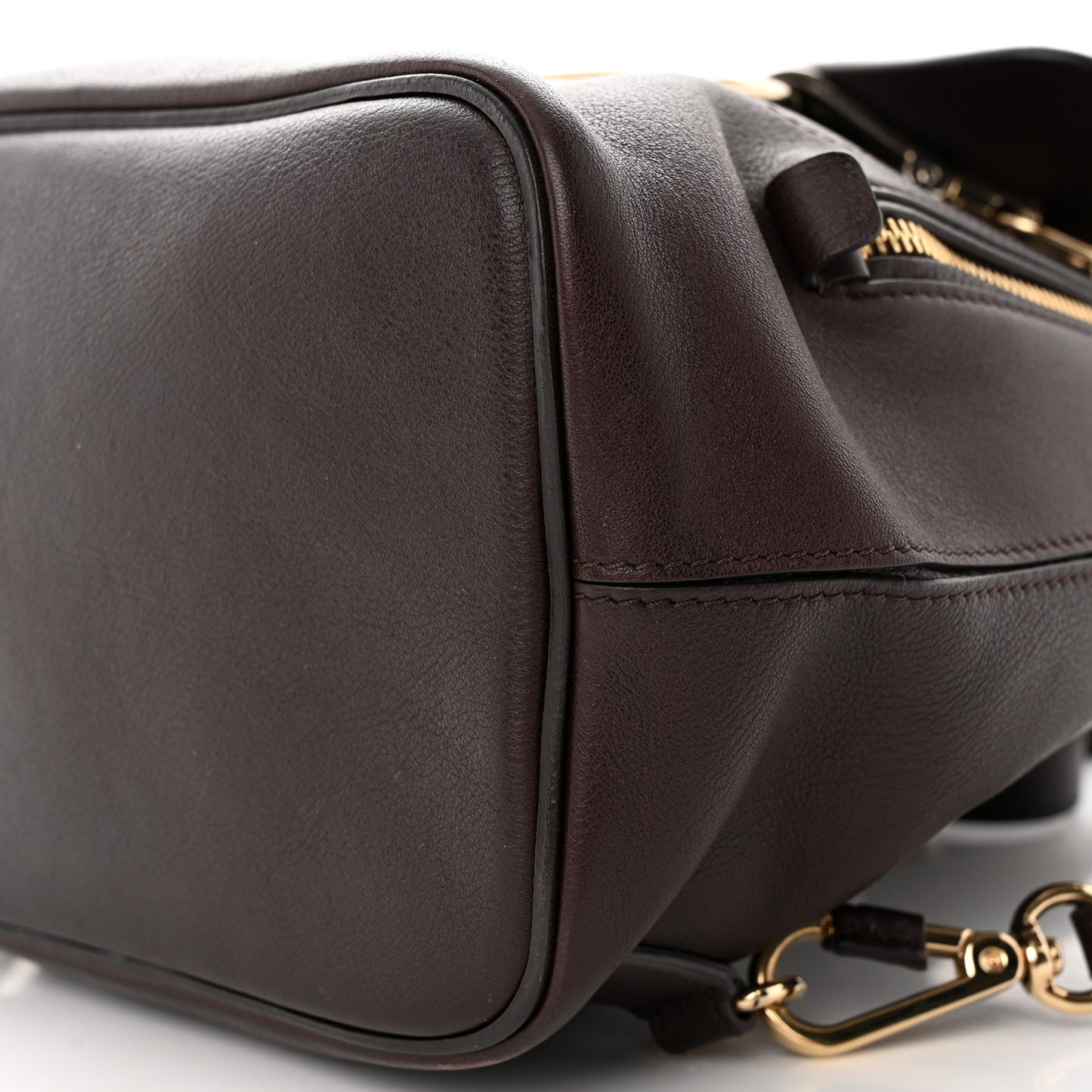 Suede Calfskin Small Faye Backpack Carbon Brown
