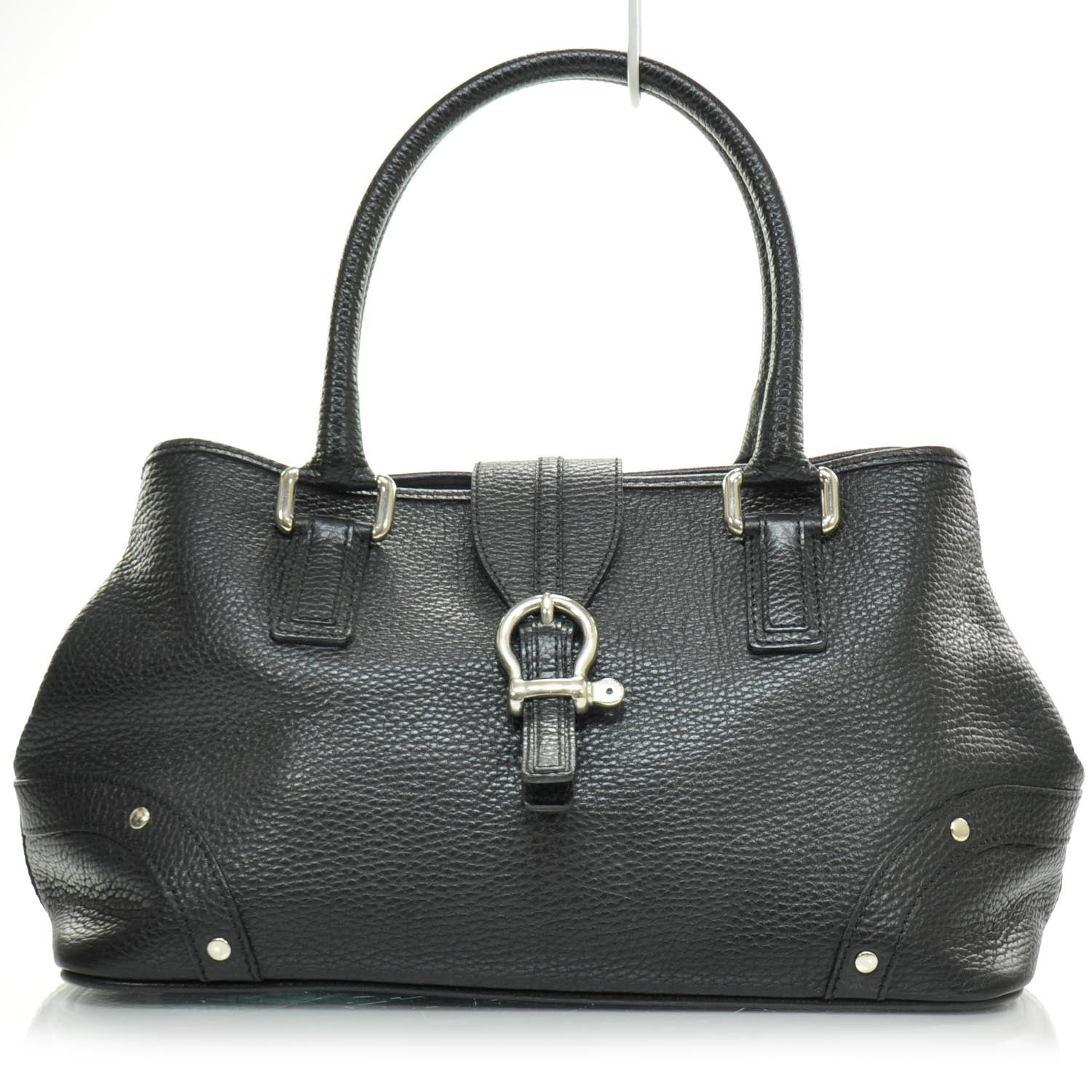 Burberry Pebbled Leather Satchel Black 23628 – FASHIONPHILE