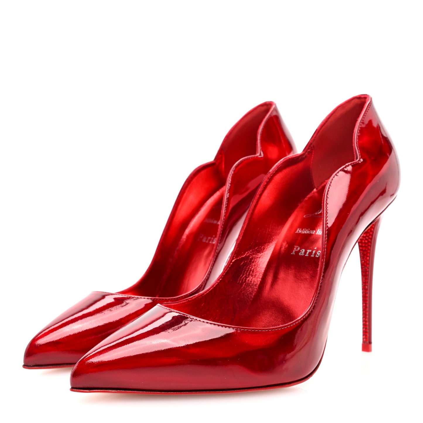 Metallic Patent Psychic Crystal Strass Hot Chick Pumps 38 Loubi