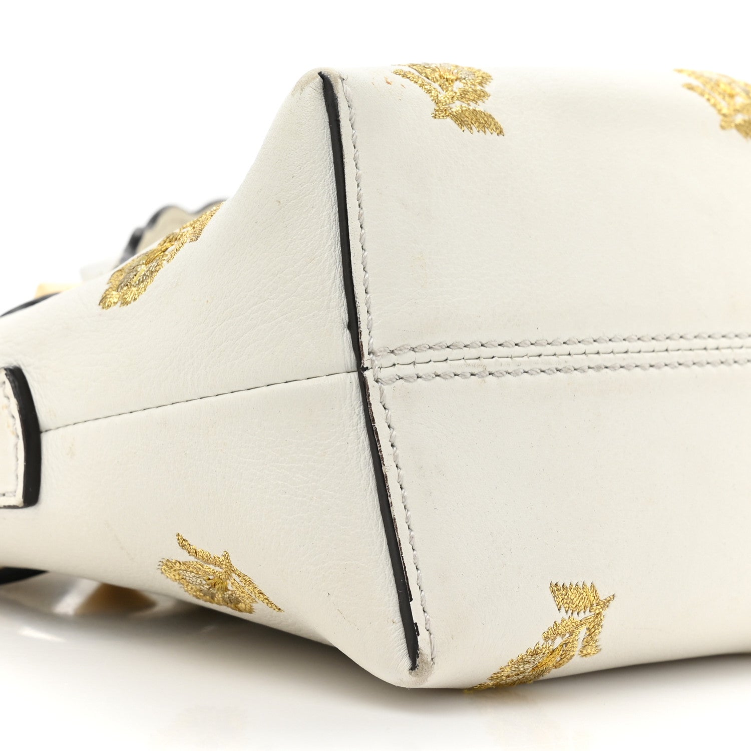 Fendi Vitello Dolce Lurex Floral Embroidered Studded Mini By The Way Boston Bag White 9 of 15