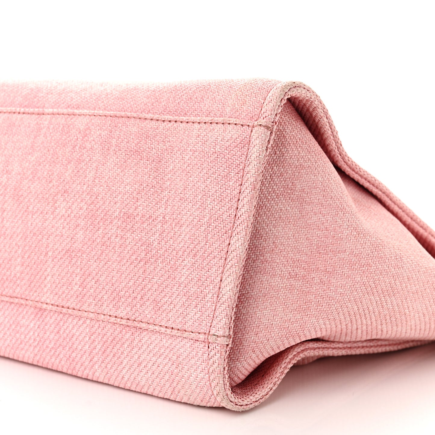 Woven Straw Raffia Medium Deauville Tote Pink White