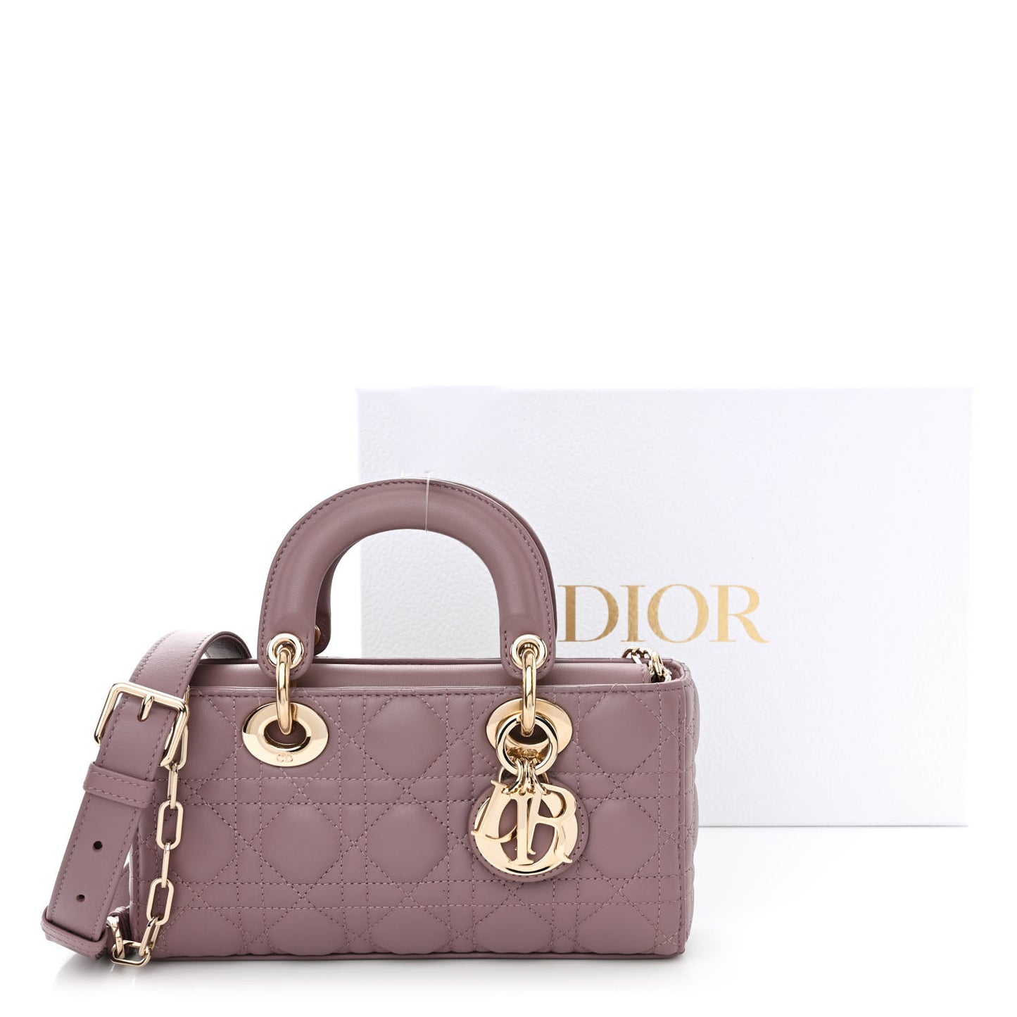Lambskin Cannage Small Lady D-Joy Peony Pink