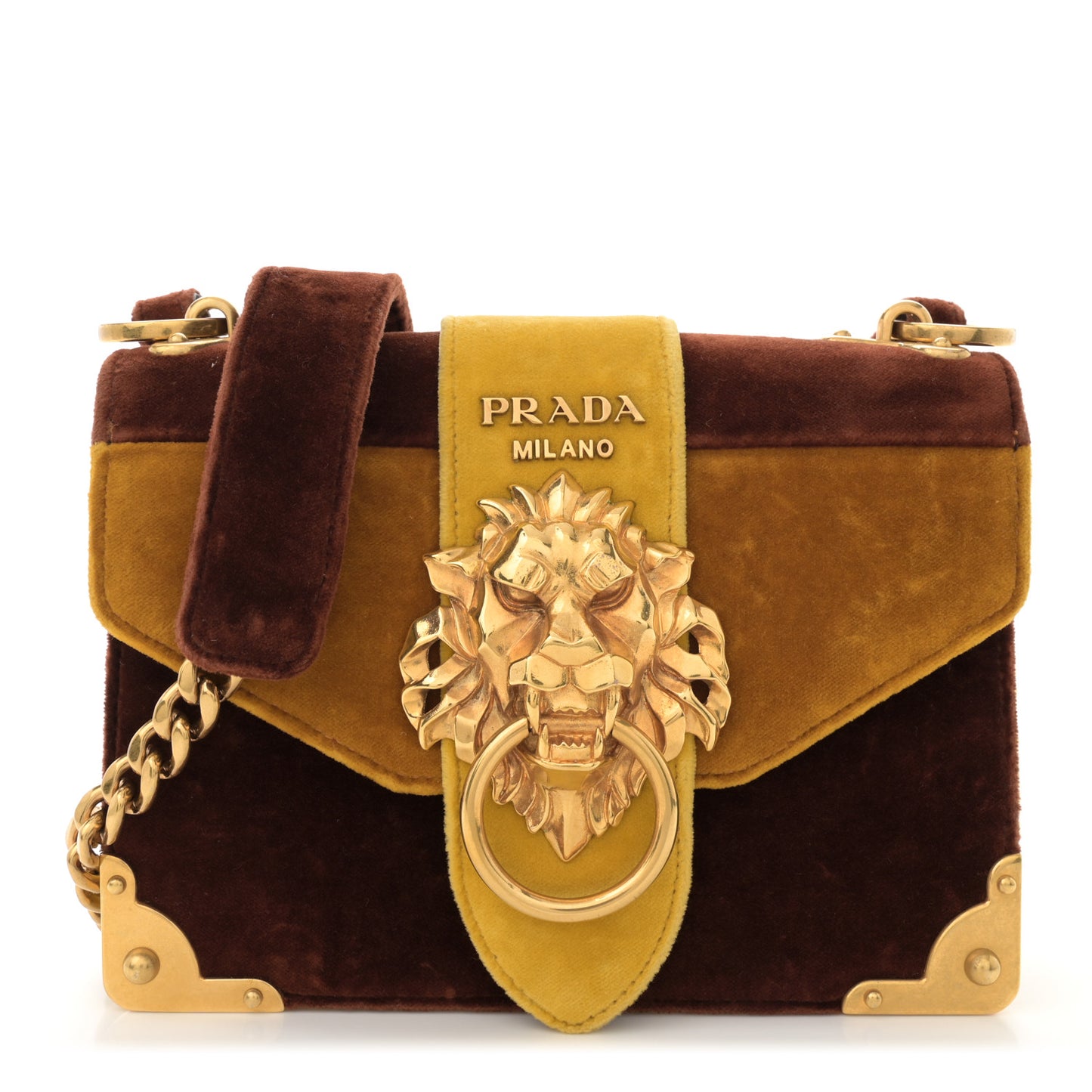 Velluto Lions Head Cahier Shoulder Bag Ambra