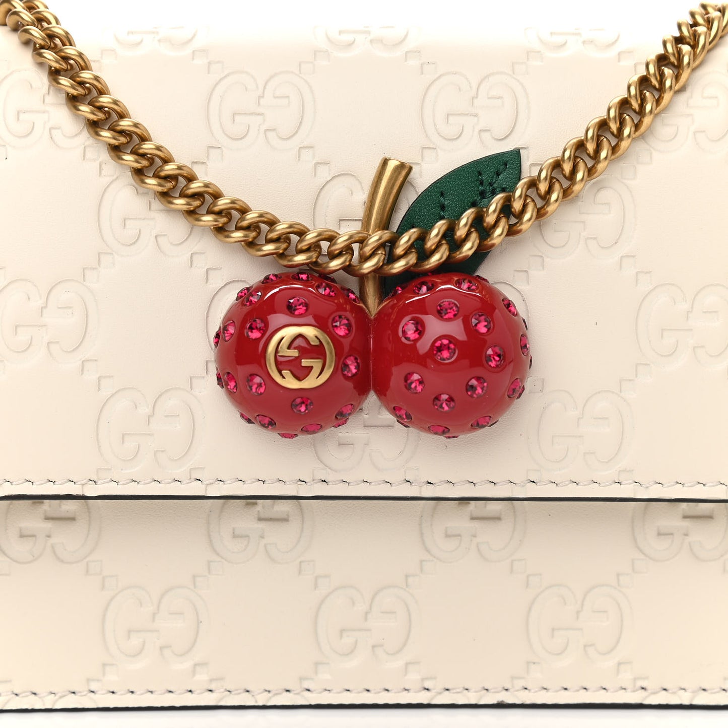 Guccissima Mini Cherry Chain Bag White