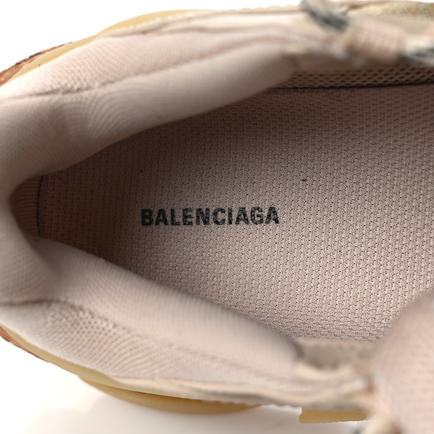 Fabric Mesh Clear Sole Womens Triple S Sneakers 38 Beige