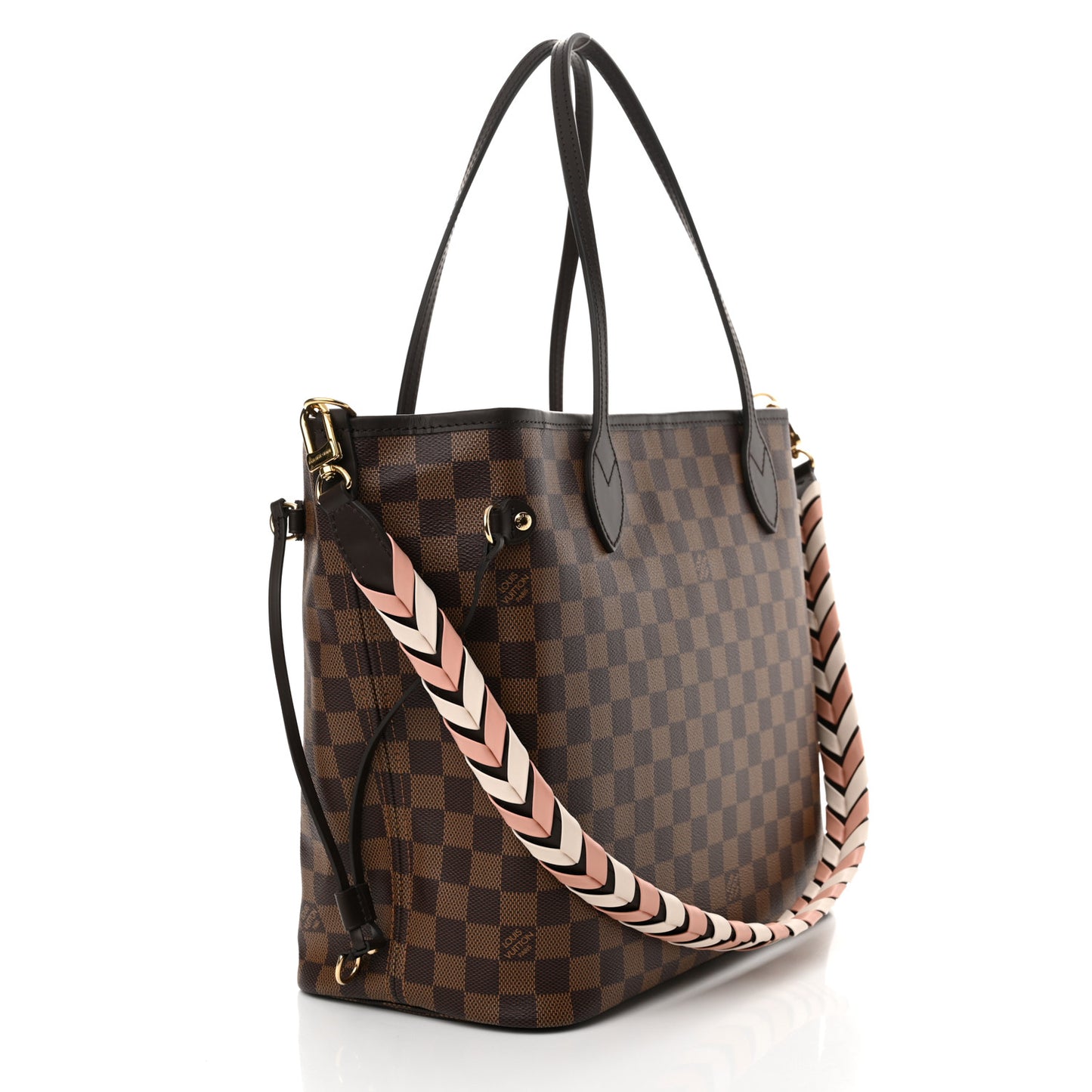 Damier Ebene Braided Neverfull MM Pink