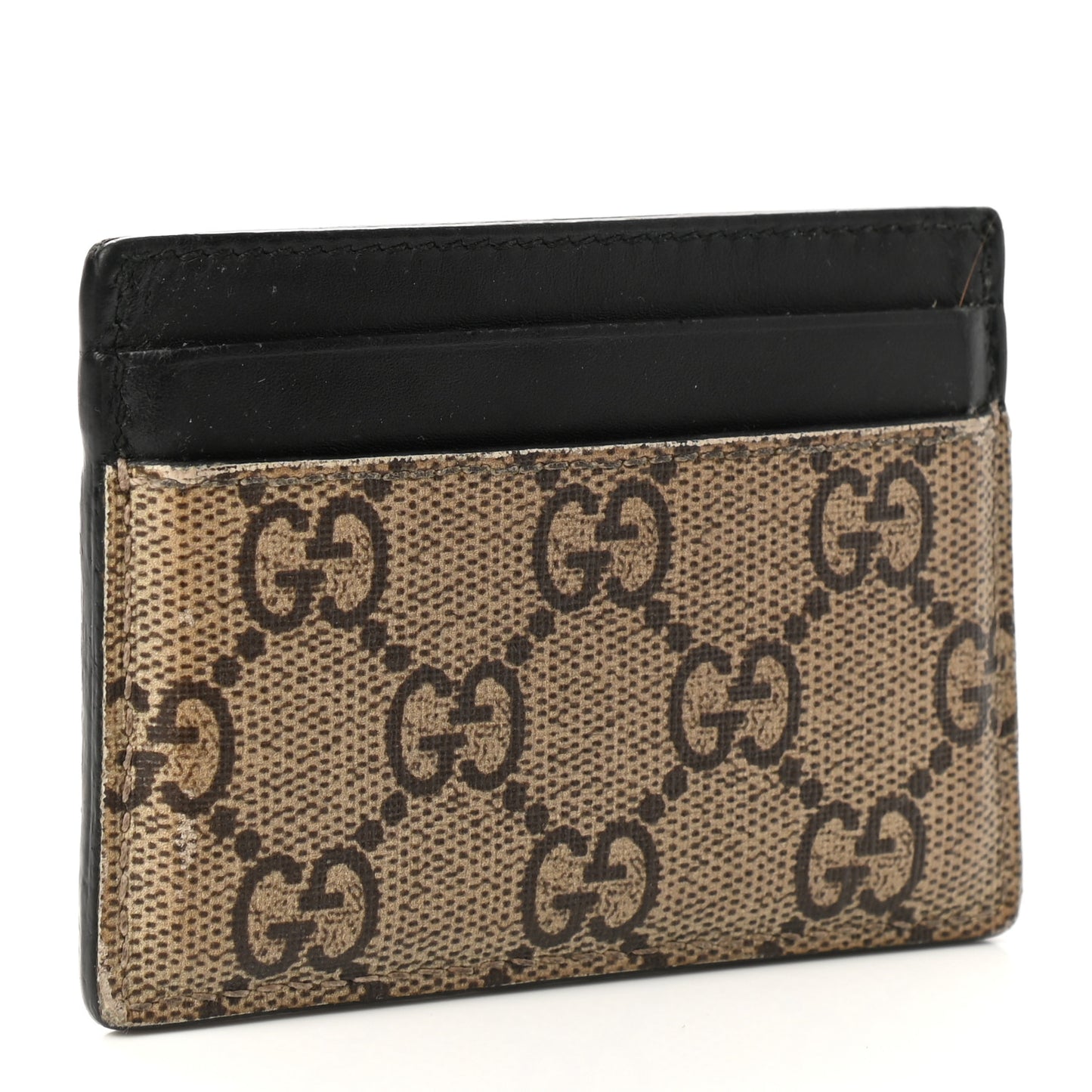GG Supreme Monogram Kingsnake Card Holder Beige Black