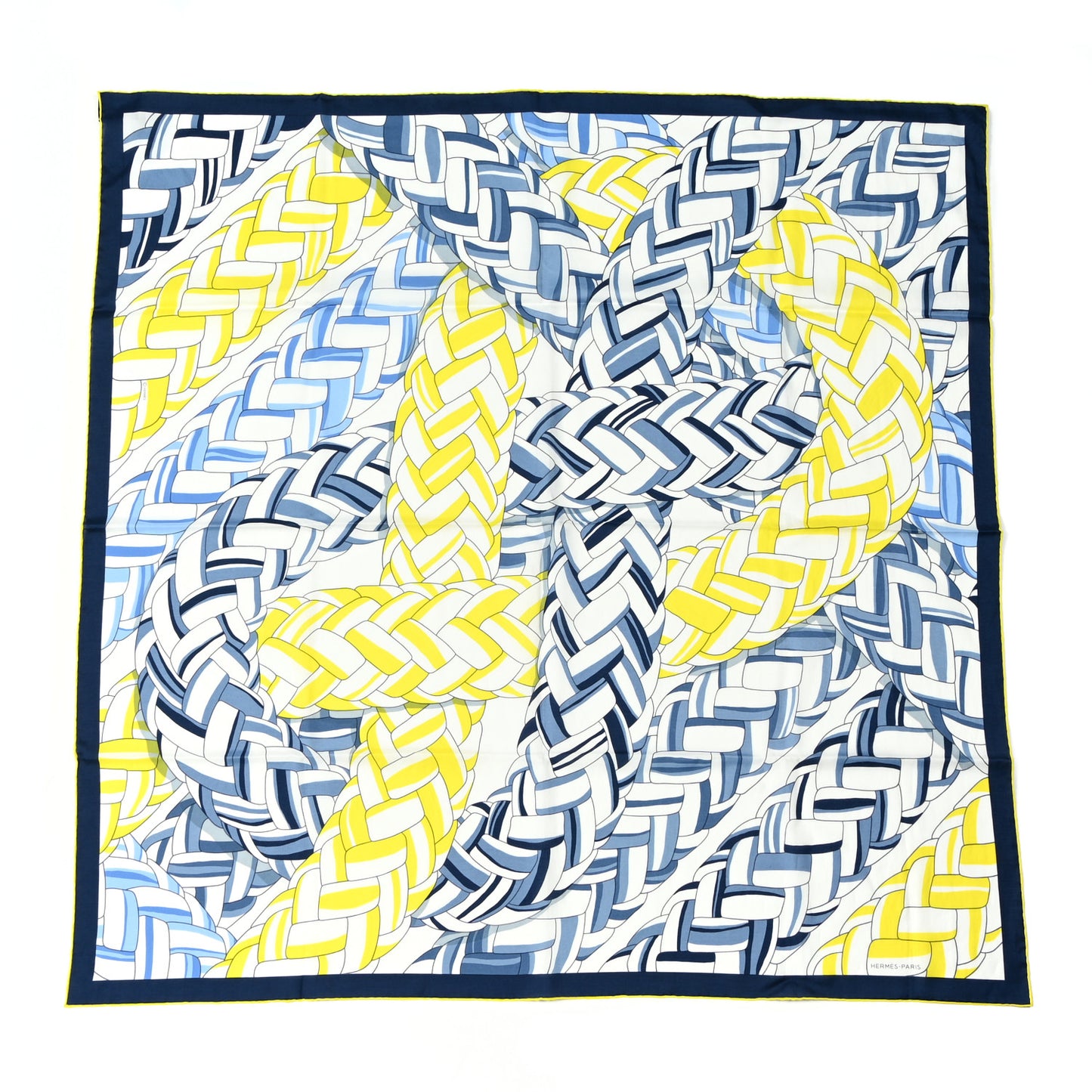 Cotton Silk Carrick Bend Scarf 100 Jaune Citron White