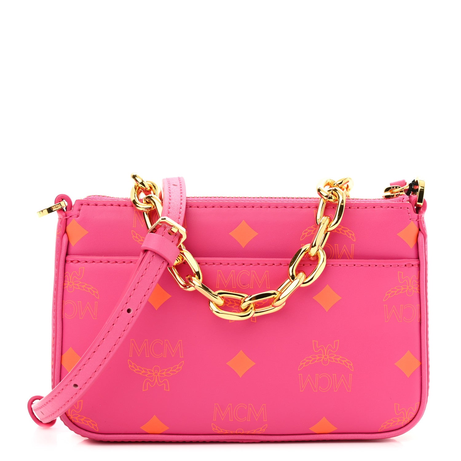 MCM Calfskin Color Splash Mini Pouch on Chain Pink 1 of 10