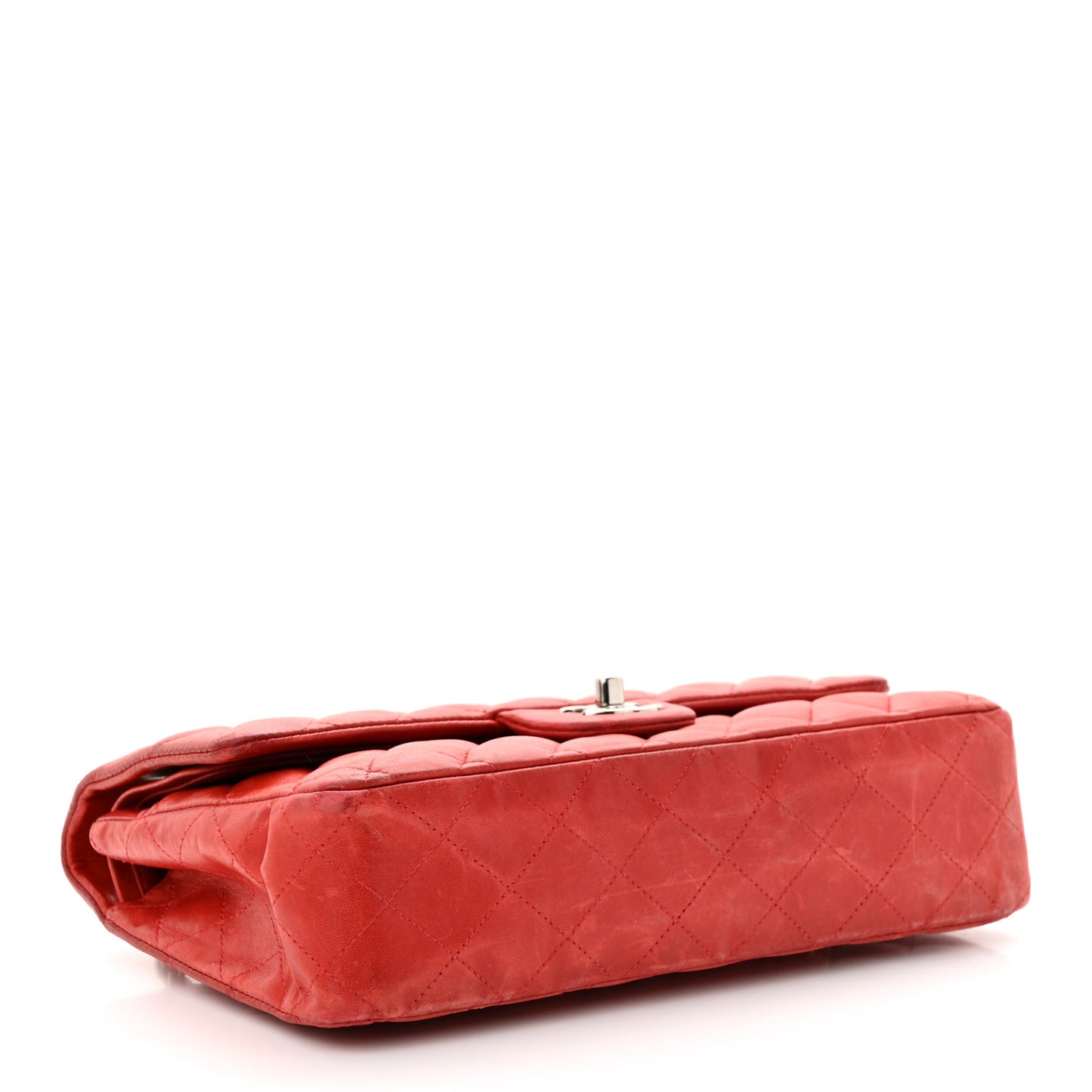 Lambskin Quilted Medium Double Flap Red