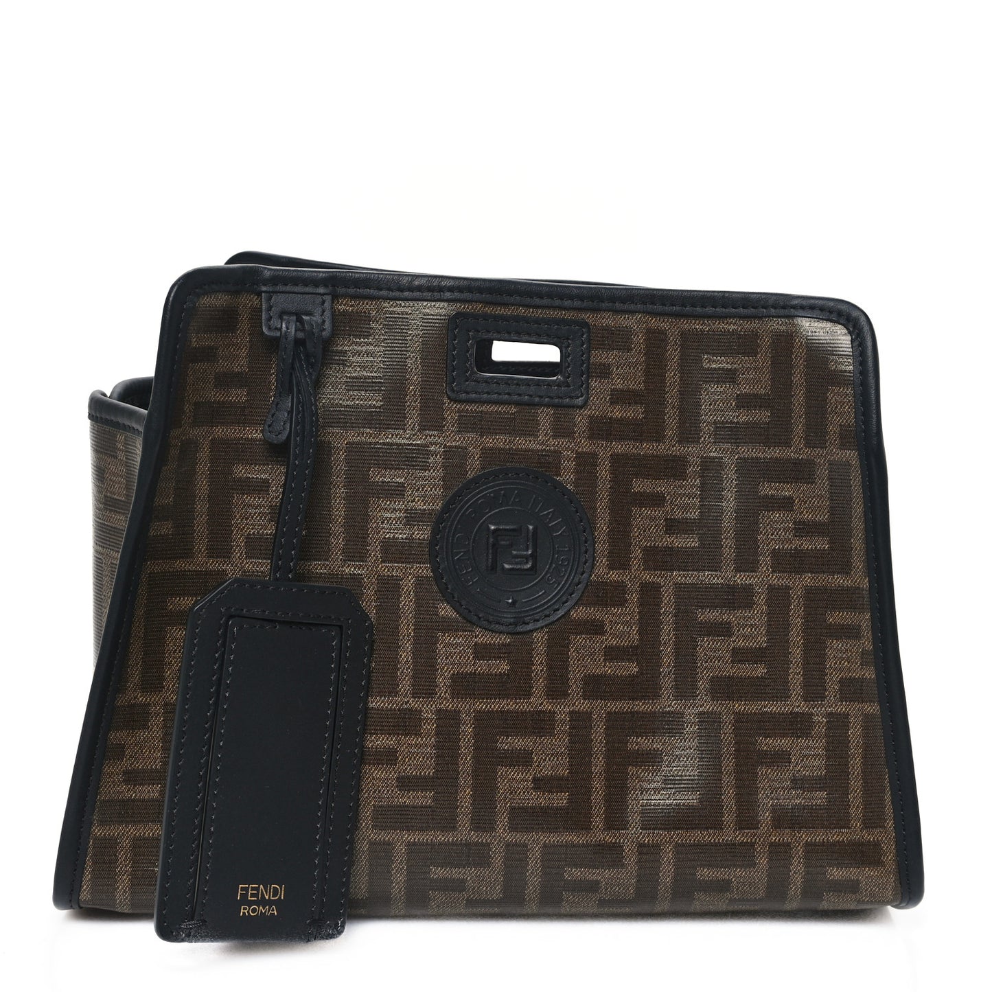 Glazed Fabric Vitello Century FF 1974 Stamp Patch Mini Peekaboo Defender Cover Mogano Panna Black