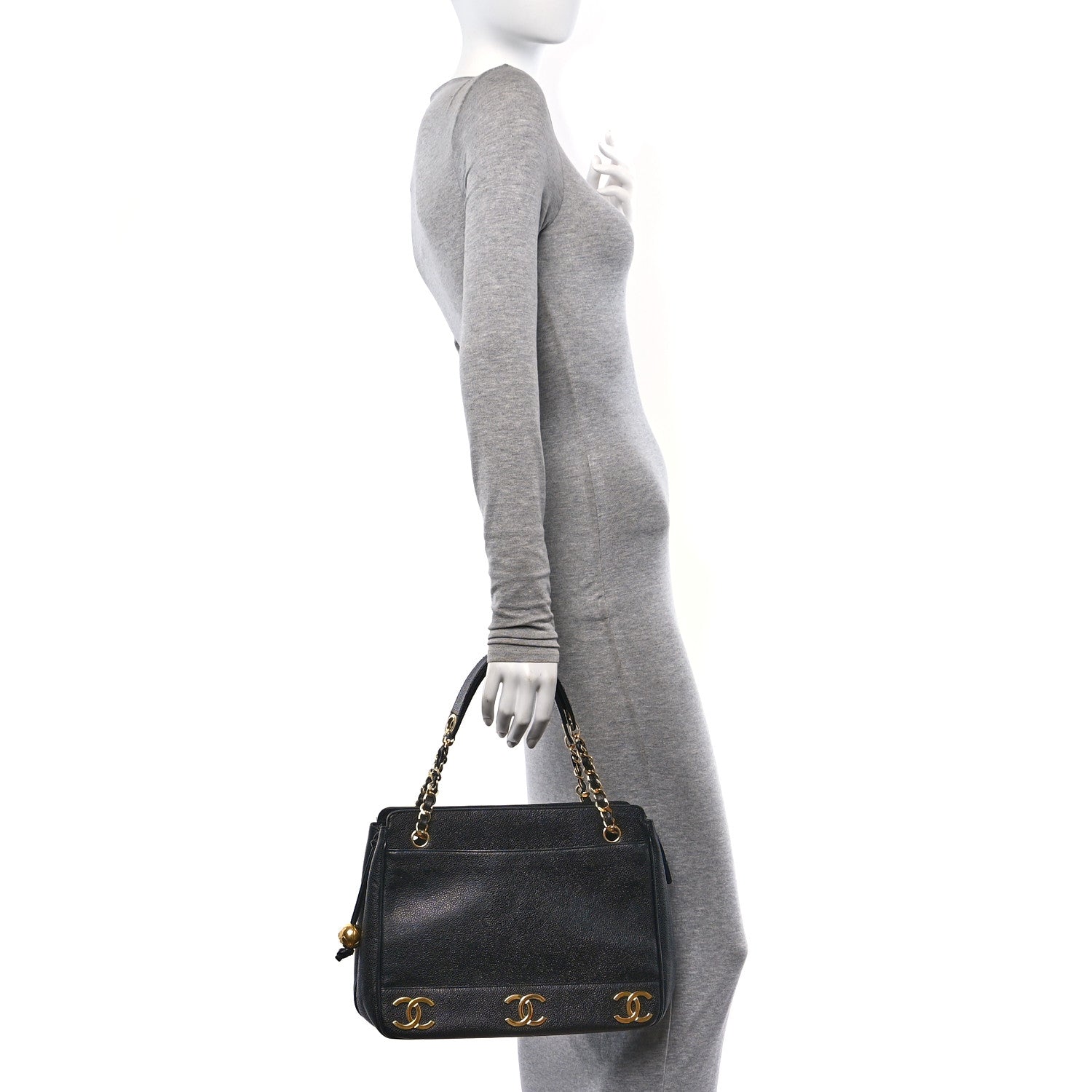 Chanel Caviar Triple CC Shoulder Bag Black 2 of 13