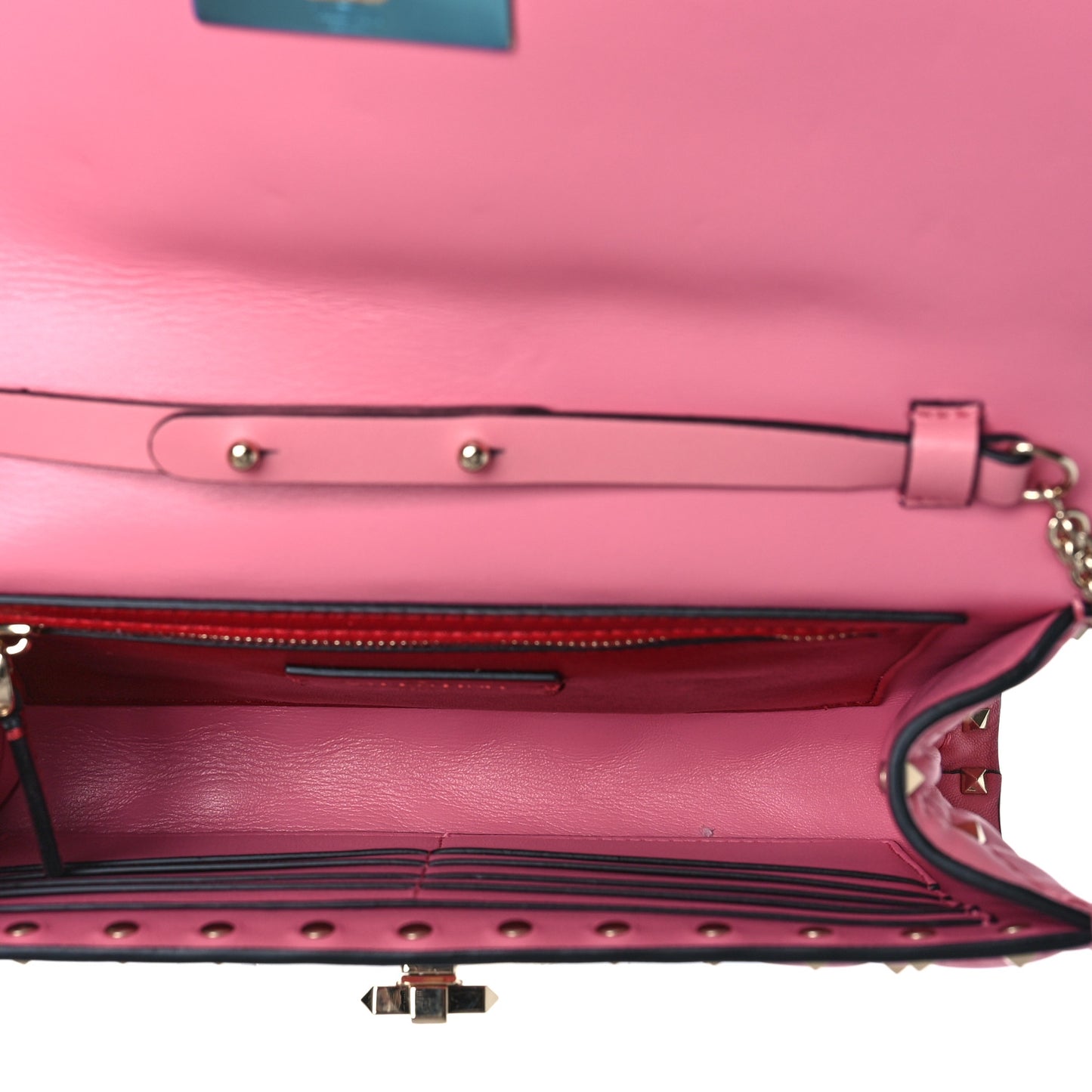 Nappa Rockstud Spike Wallet on Chain Candy Rose