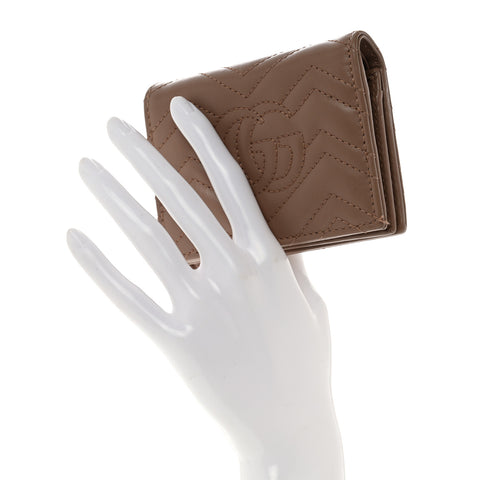 Calfskin Matelasse GG Marmont Card Case Porcelain Rose