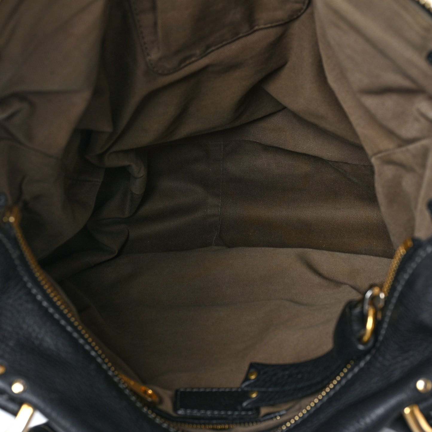 Calfskin Large Marcie Satchel Black