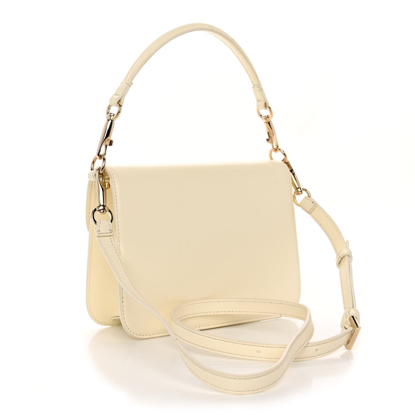 Calfskin Enamel VLogo Loco Flap Shoulder Bag Ivory