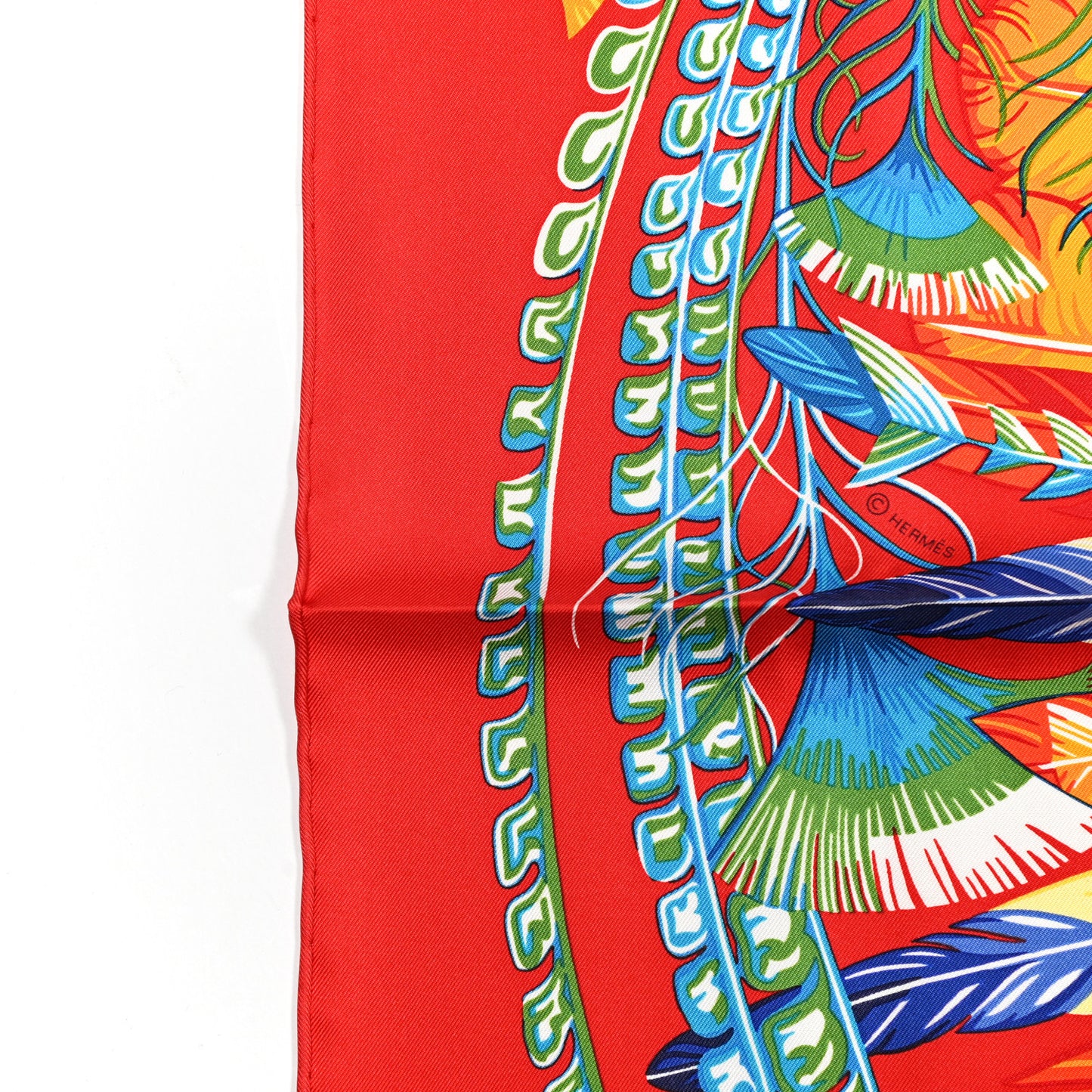 Silk La Danse Pacifique Scarf 90 Rouge Bleu Vif Bouton D'O