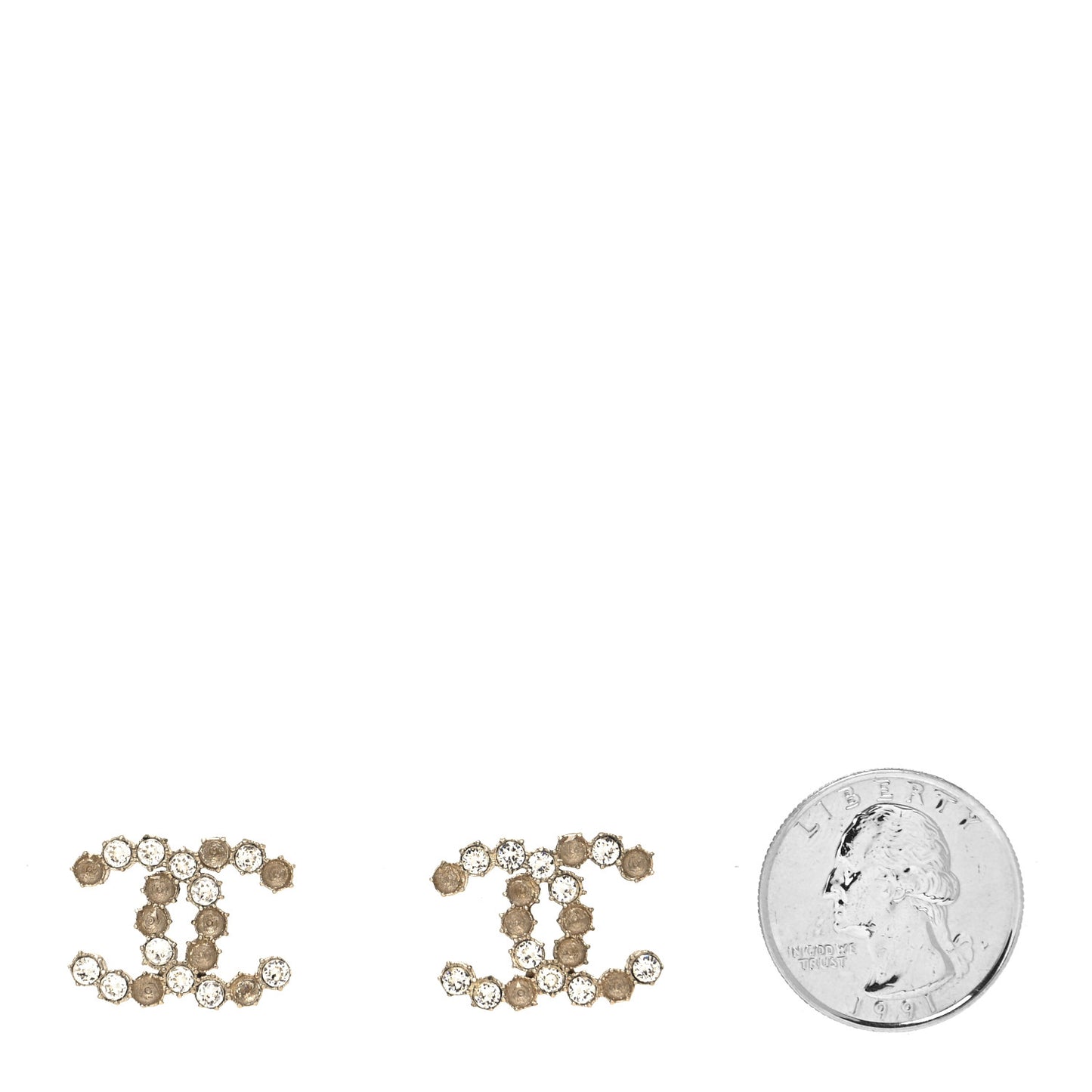 Crystal Poured Glass CC Earrings Gold Brown