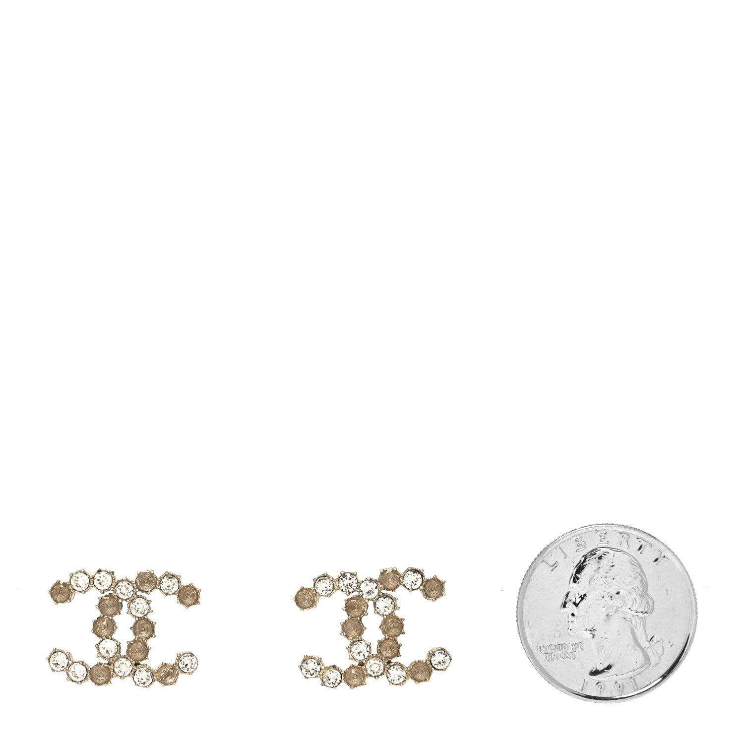 Chanel Crystal Poured Glass CC Earrings Gold Brown 2 of 4