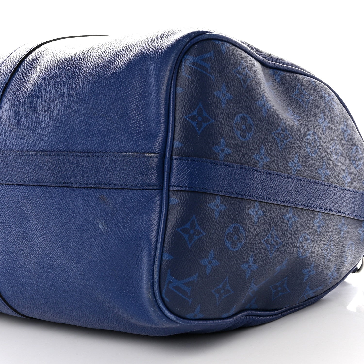 Louis Vuitton Taiga Monogram Eclipse Keepall Bandouliere 50 Pacific Blue 8 of 10