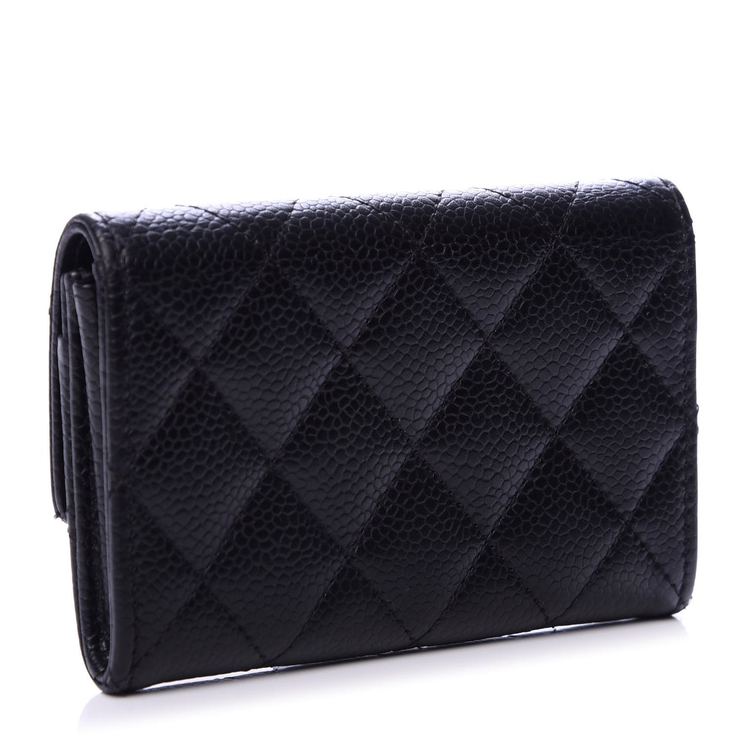 Caviar Quilted Flap Card Holder Black