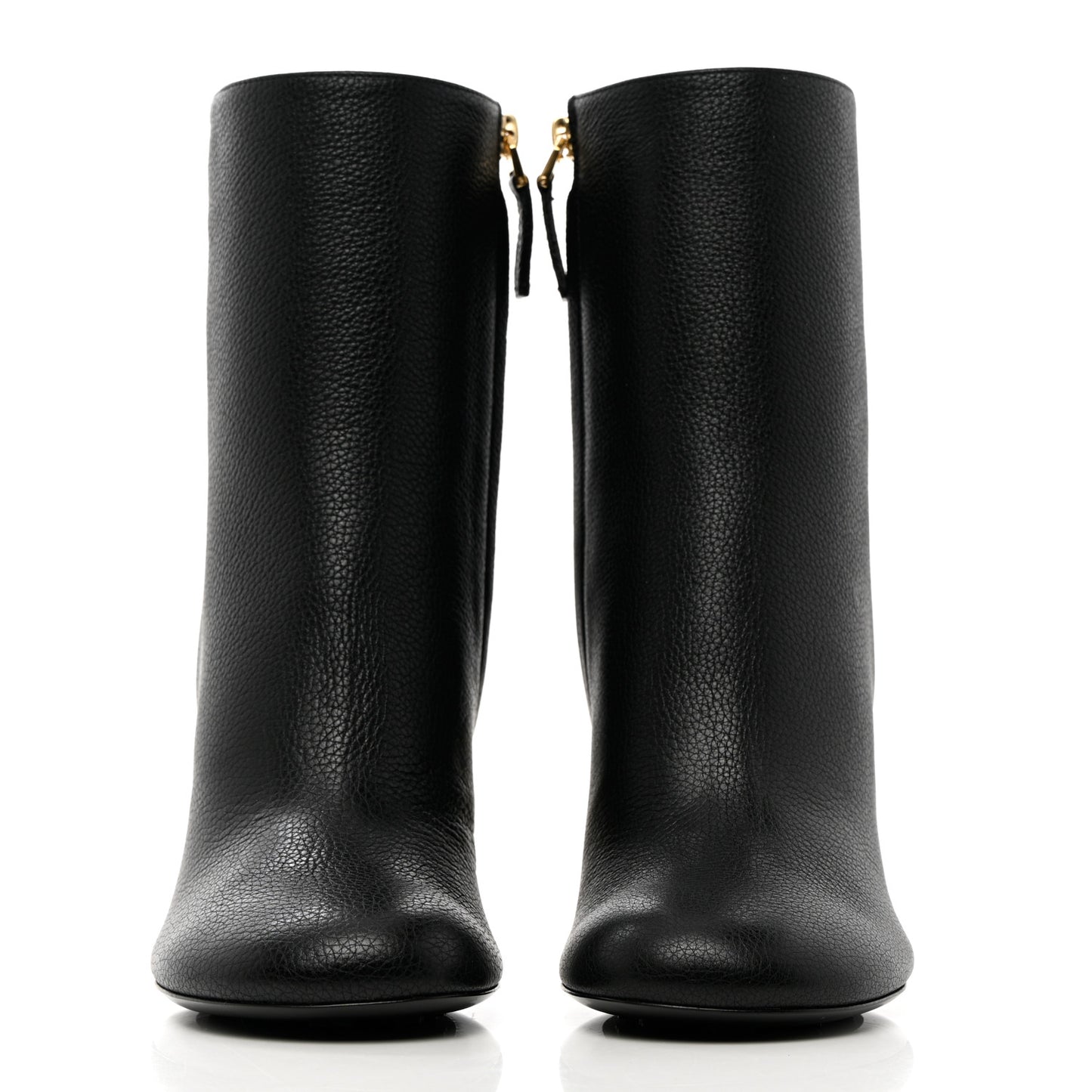 Grained Calfskin G Cube Heel Ankle Boots 37 Black