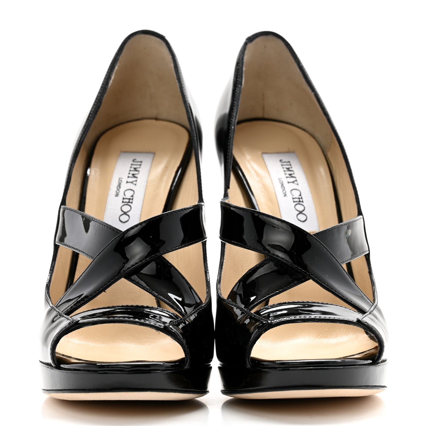 Patent Calfskin Gesture Peep Toe Pumps 38 Black