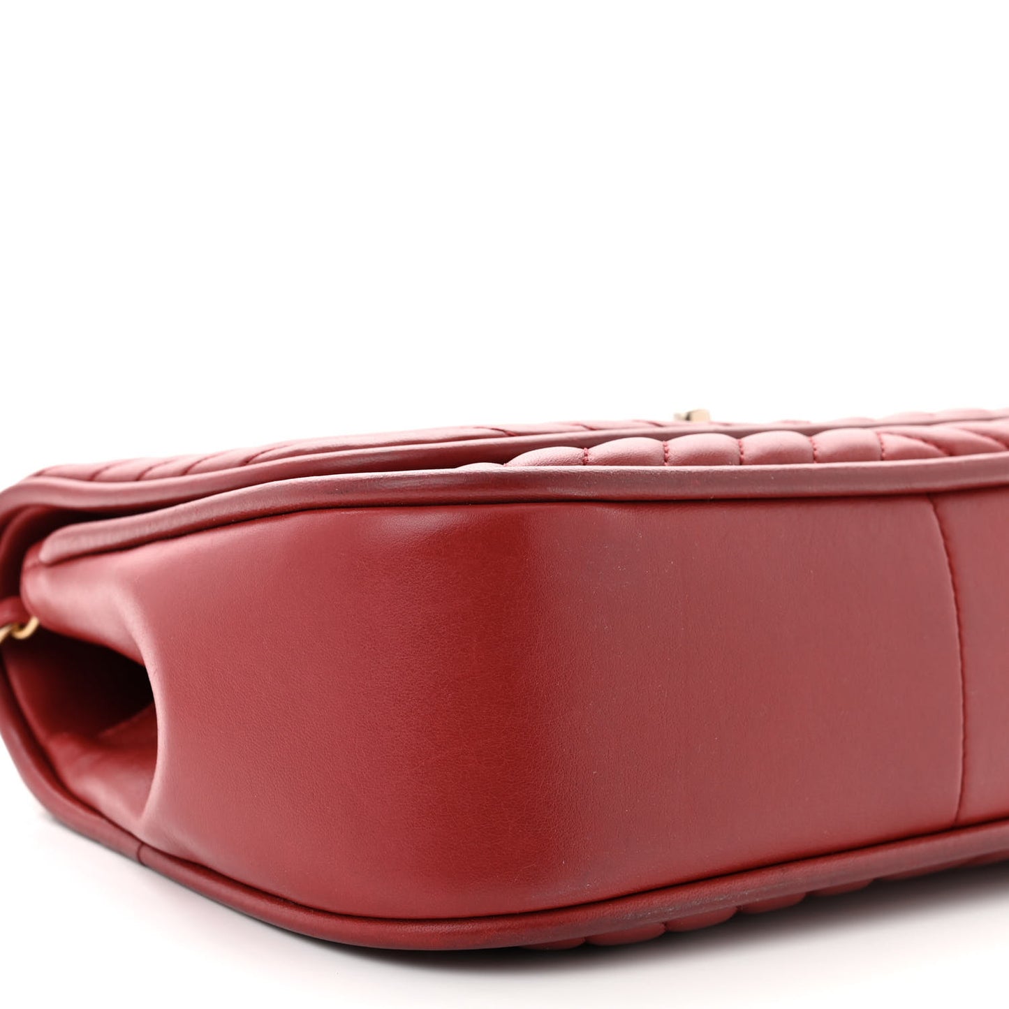 Lambskin Reverse Chevron Quilted Round Top Handle Flap Red