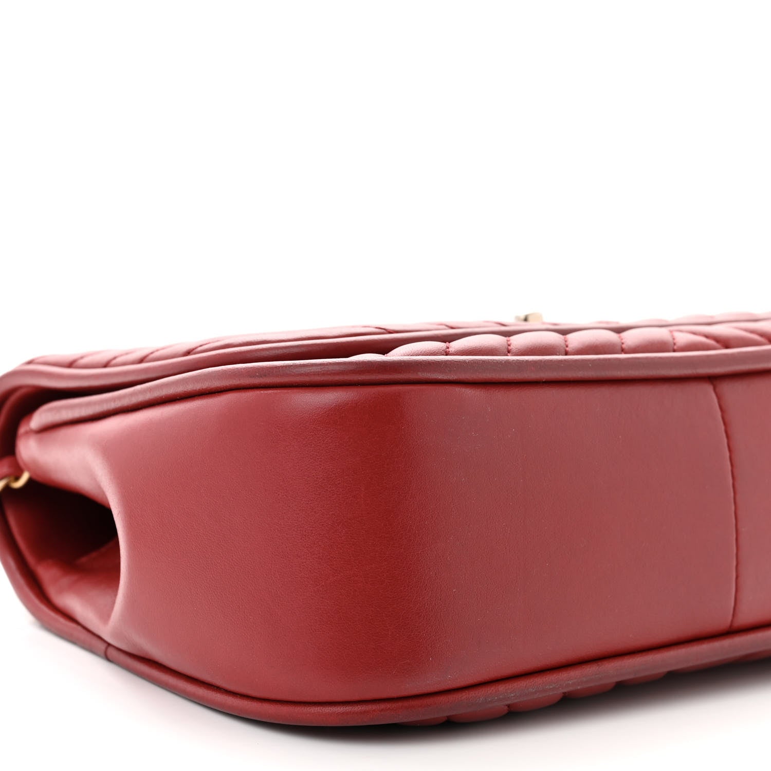 Chanel Lambskin Reverse Chevron Quilted Round Top Handle Flap Red 9 of 11