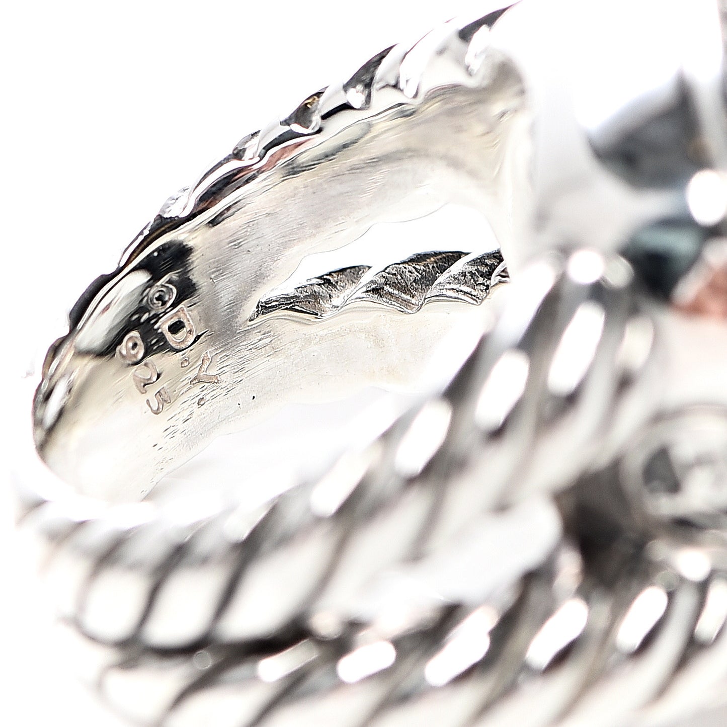 Sterling Silver Diamond Prasiolite 14mm Albion Ring 49 4.75